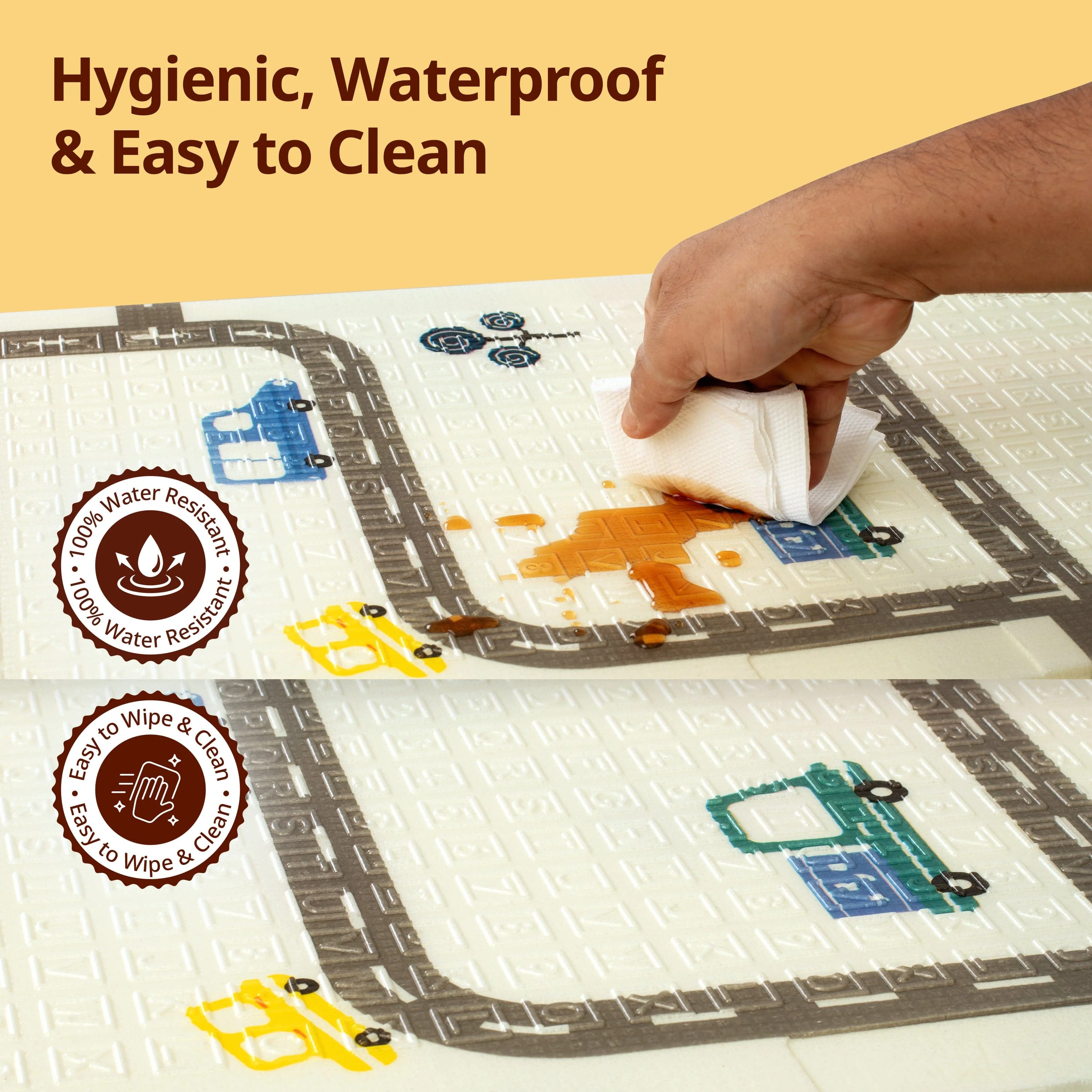 Cityscape Double Sided Water Proof Baby Floor Mat, Multicolor, Reversible Floor mats for Kids, Baby mats for Floor, Crawling Baby, Extra Large Size, 6'5" x 4'10" (195.5cmx147cm), 0.8cm Thick - Image 4