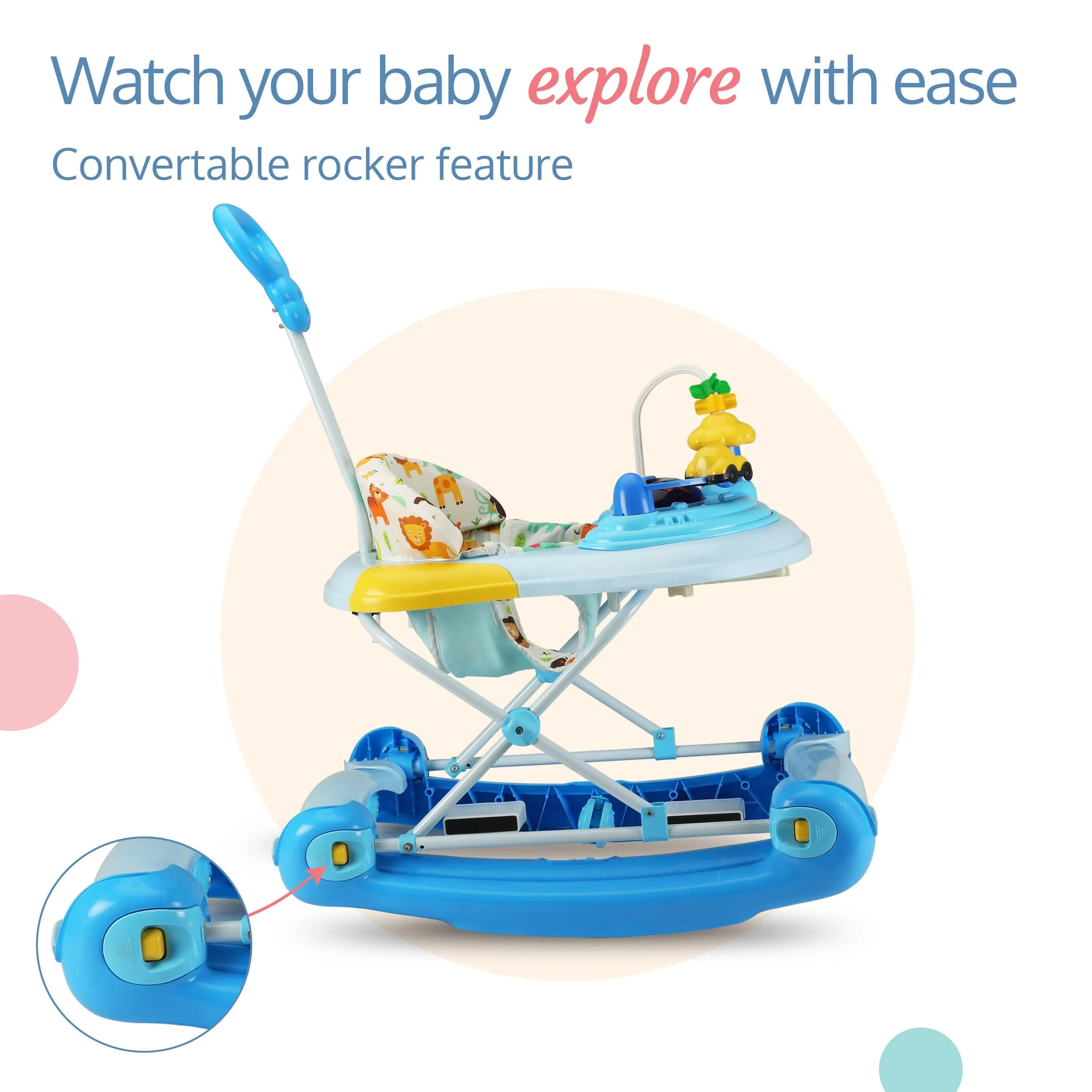 Comfy Baby Walker & Rocker (Blue) - Image 4