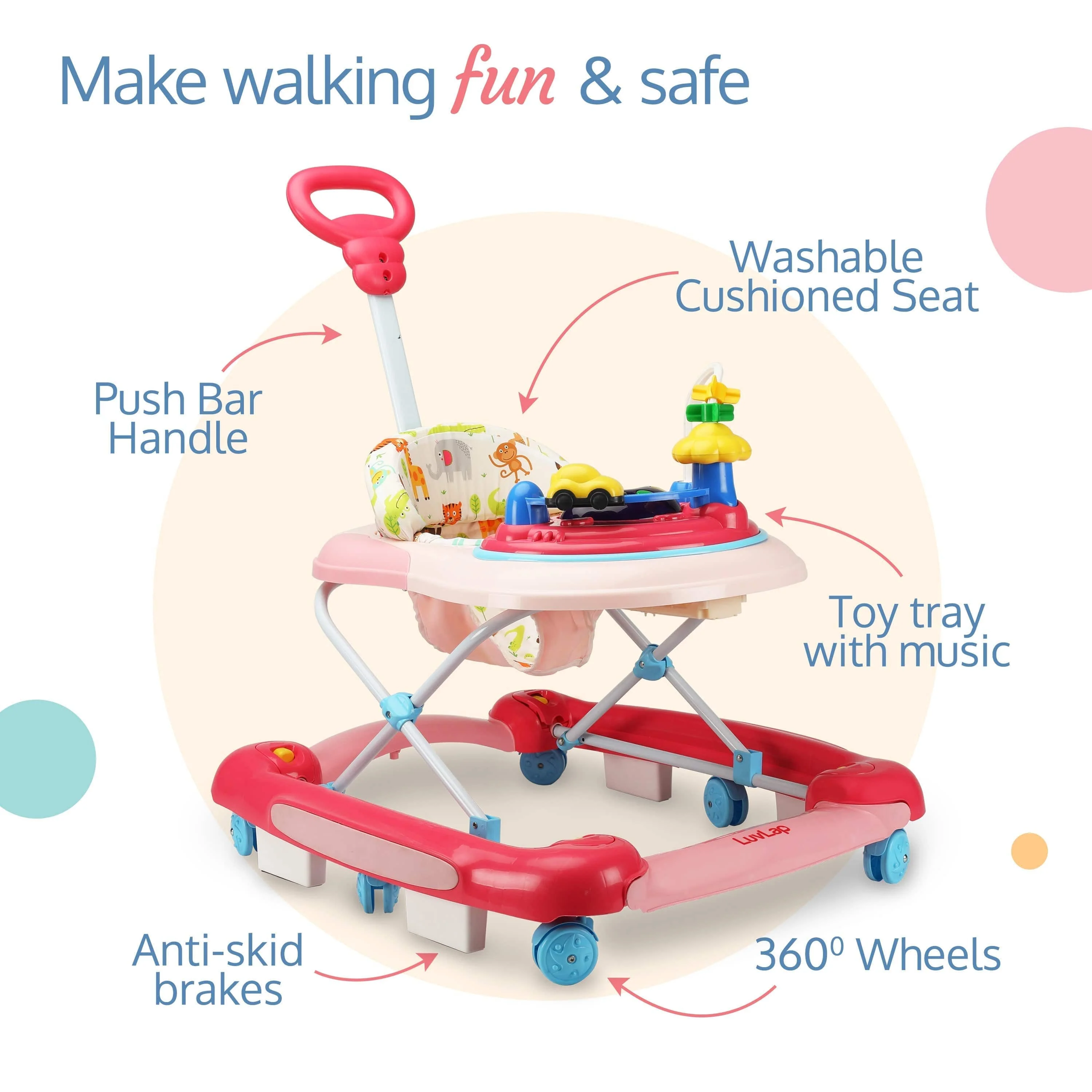 Comfy Baby Walker & Rocker (Pink) - Image 3