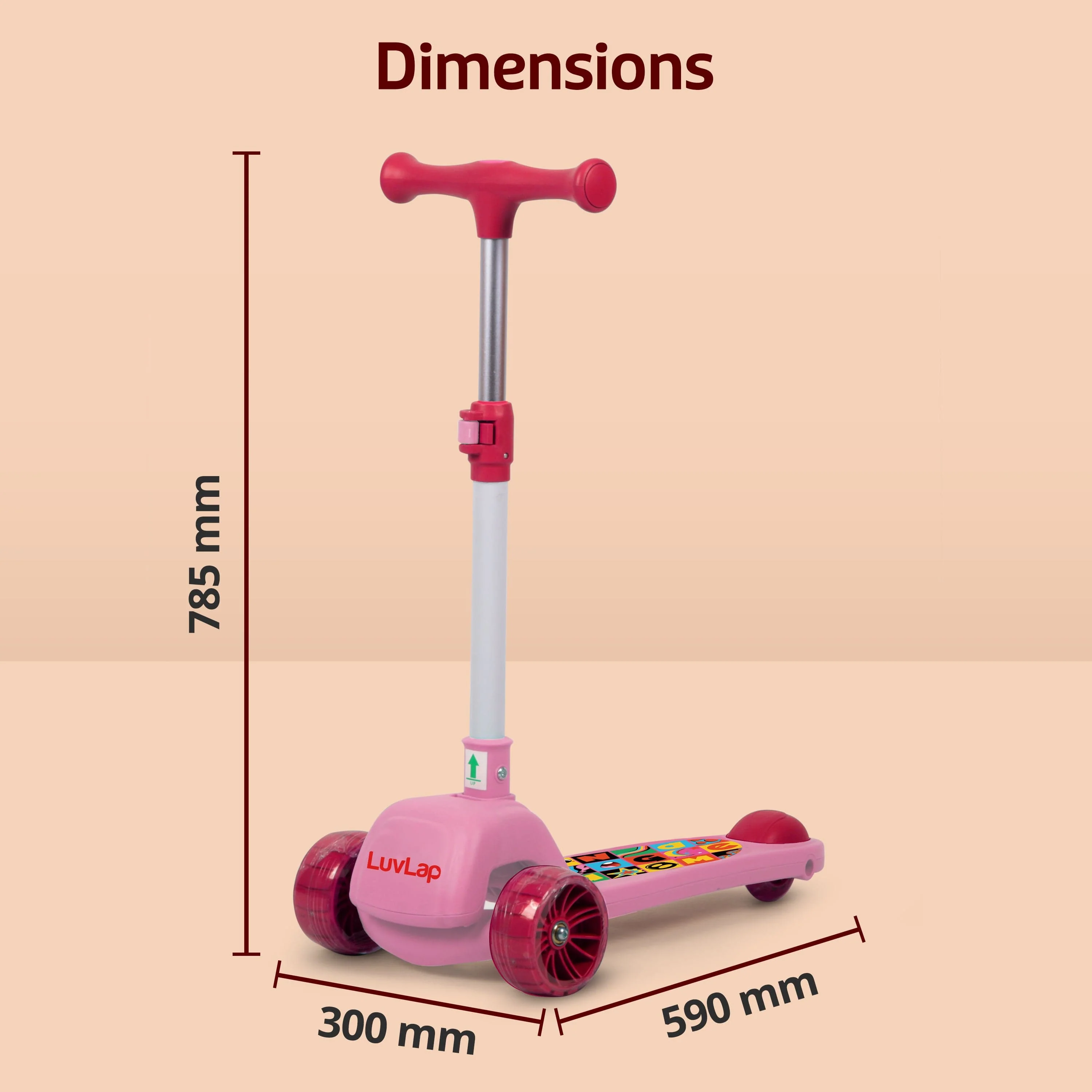 Elegant Scooter for Kids- Toddler 3-Wheel Kick Scooter with LED Lights | Stable Wide Deck for 3-10Year | Adjustable Height & Easy-Grip Handlebars | Fun Outdoor gear for Kids, Pink - Image 7