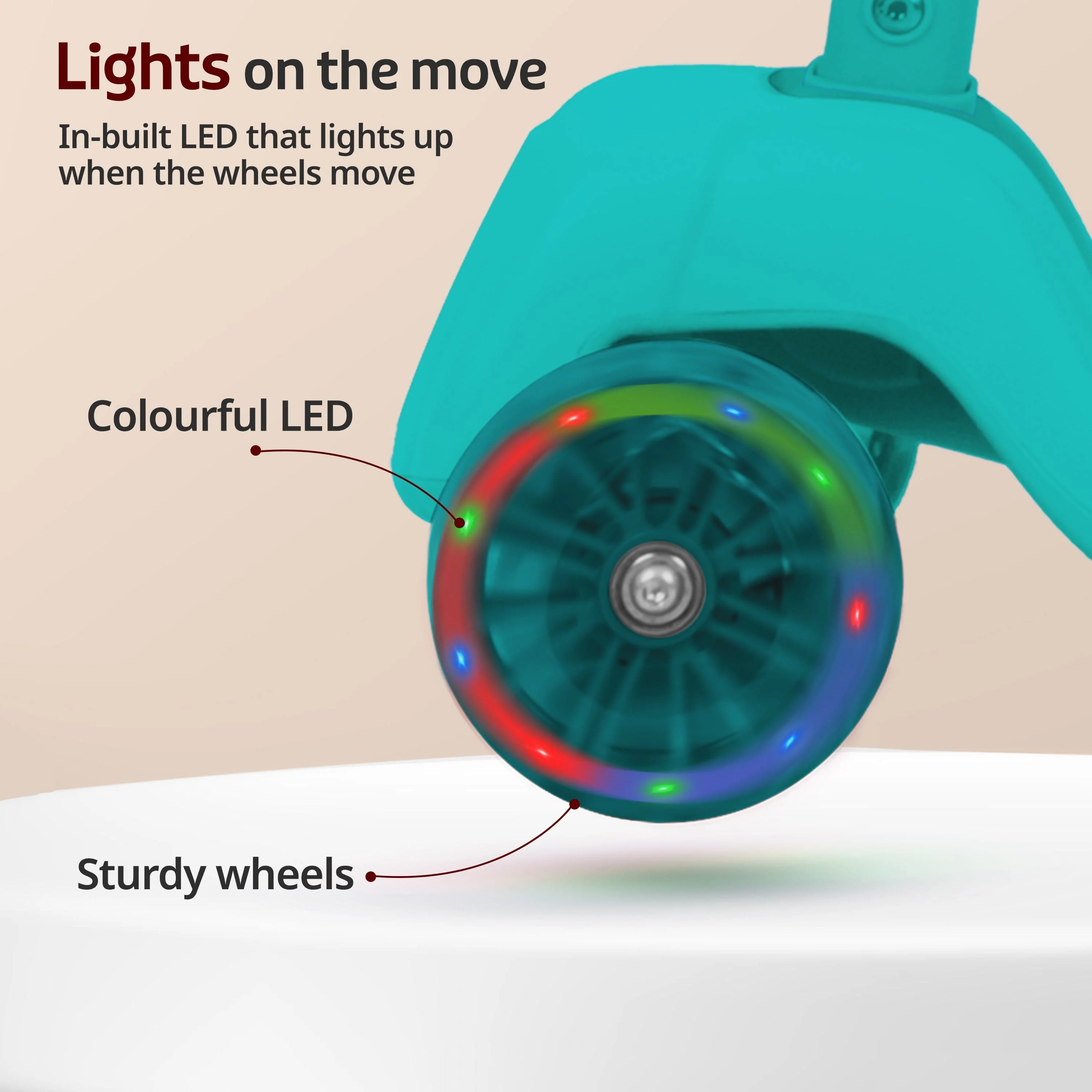 Elegant Scooter for Kids - Toddler 3-Wheel Kick Scooter with LED Lights | Stable Wide Deck for 3-10 Year, Blue & Red - Image 6