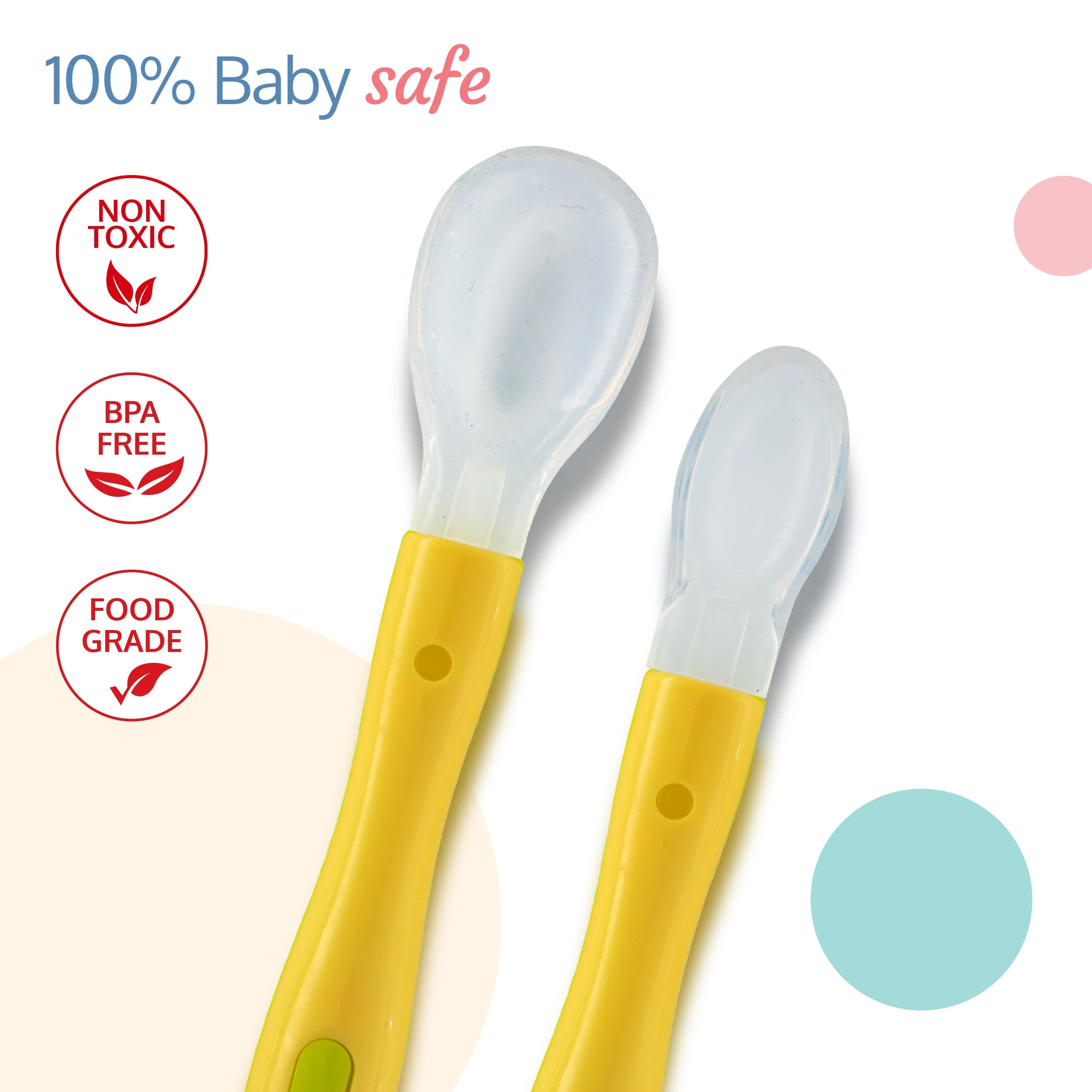 Fun Club Baby Silicone Spoon Set, BPA Free, FDA Approved, 2 pcs, Green - Image 3