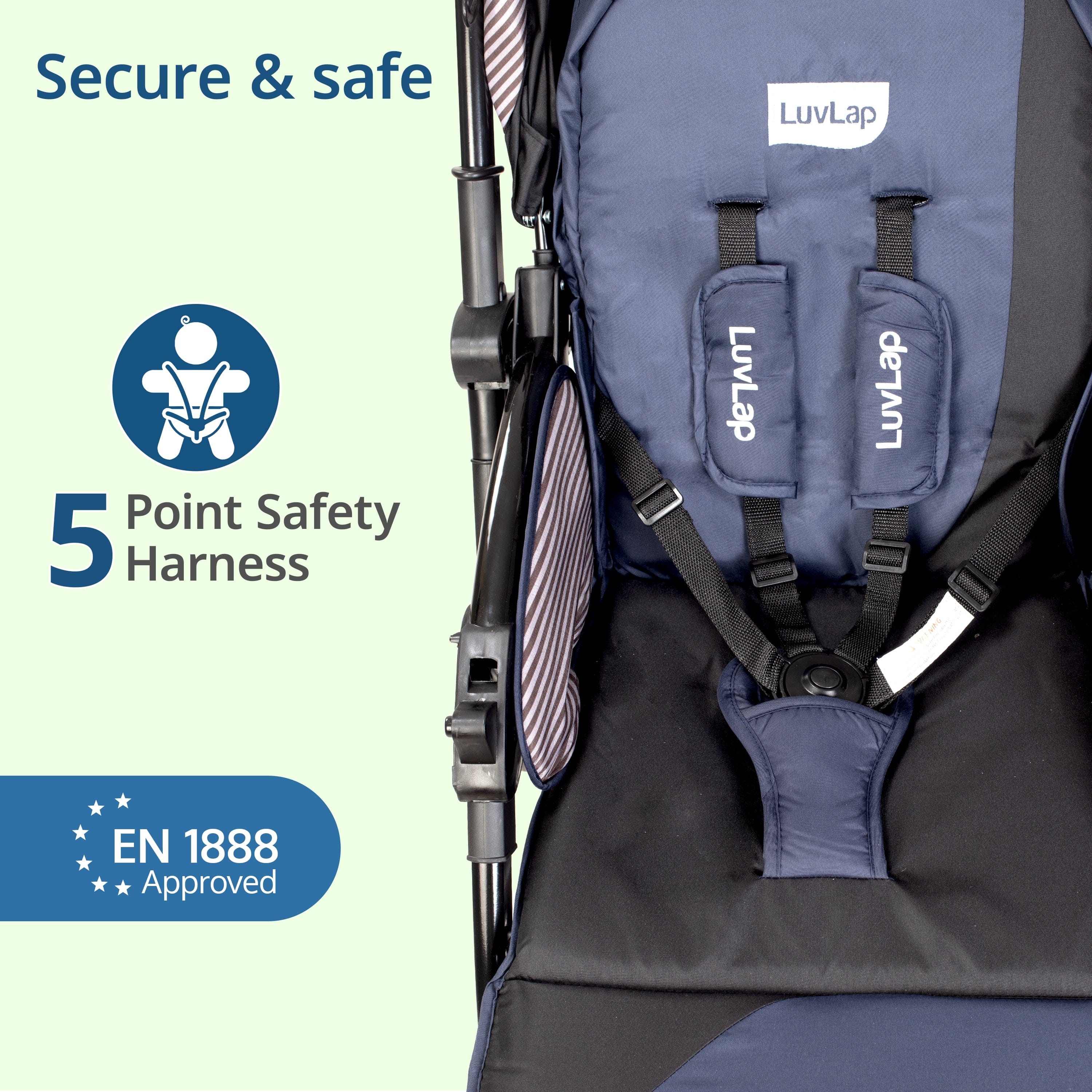 Galaxy Baby Stroller, Pram for Baby with 5 Point Safety Harness, Spacious Cushioned seat with Multi Level seat Recline, Easy Fold, Lightweight Stroller for 0 to 3 Years (Black) - Image 6