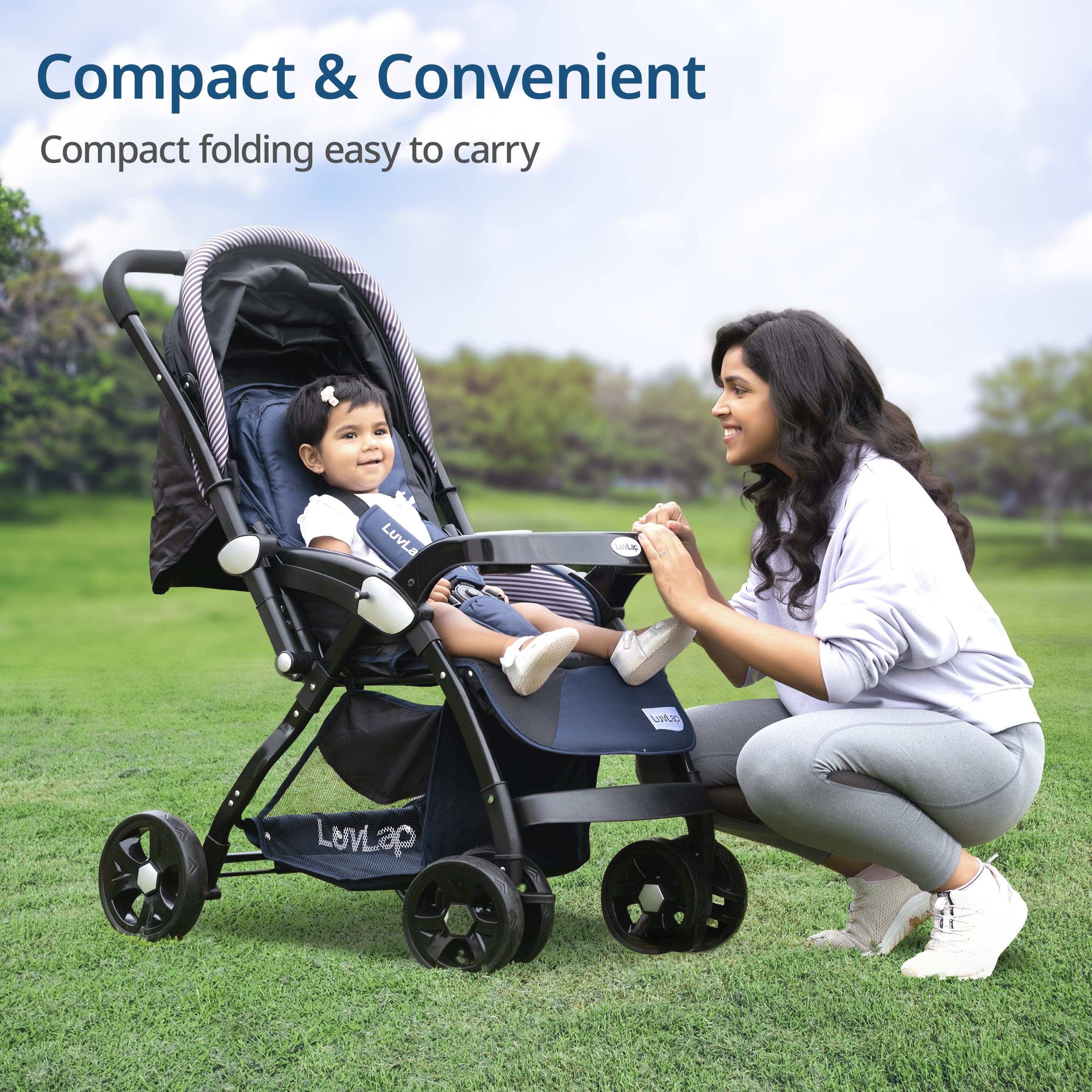 Galaxy Baby Stroller, Pram for Baby with 5 Point Safety Harness, Spacious Cushioned seat with Multi Level seat Recline, Easy Fold, Lightweight Stroller for 0 to 3 Years (Black) - Image 7