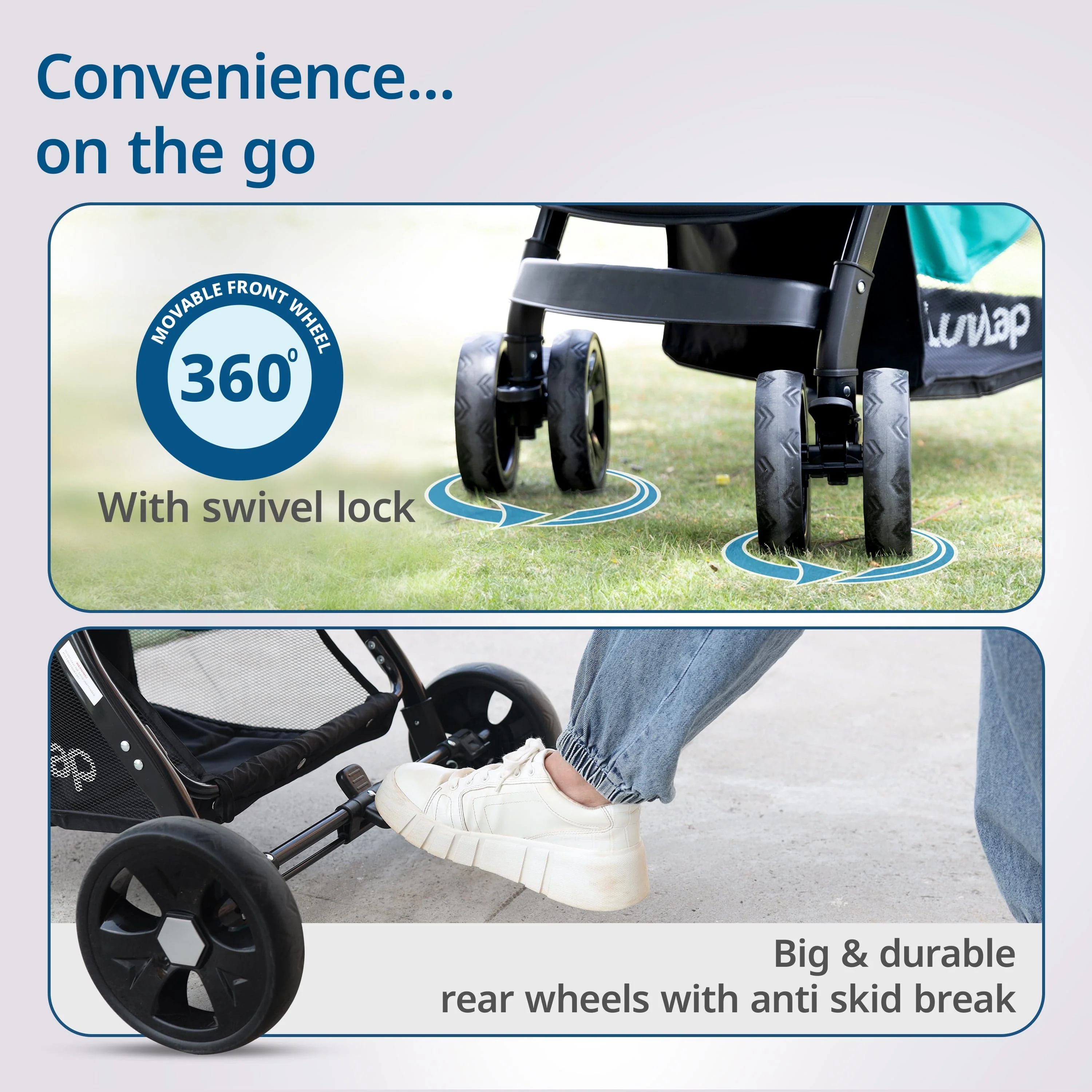 Galaxy Baby Stroller, Pram for Baby with 5 Point Safety Harness, Spacious Cushioned seat with Multi Level seat Recline, Easy Fold, Lightweight Stroller for 0 to 3 Years (Green & Black) - Image 5