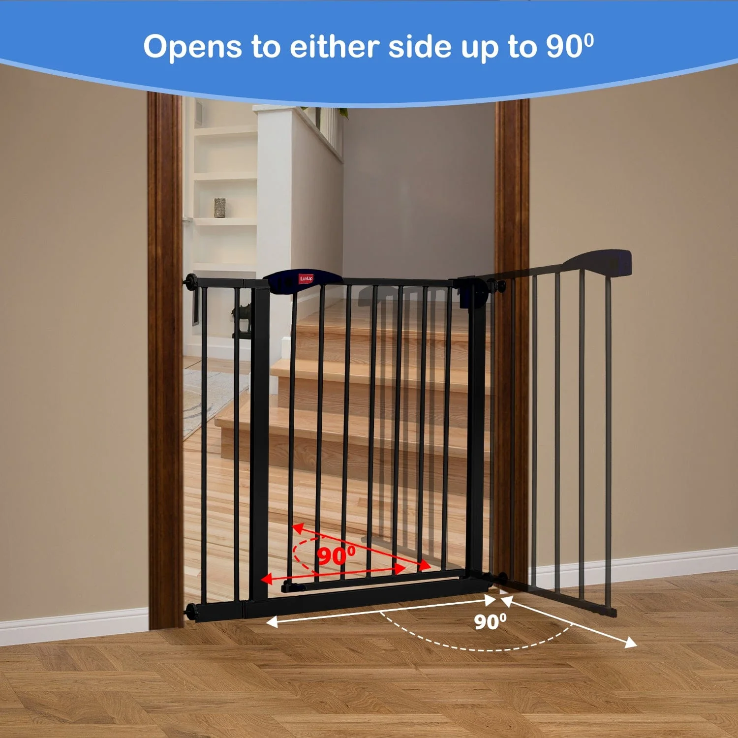 Indoor Baby Safety Gate Size 86 to 95 cm Wide, Black - Image 7