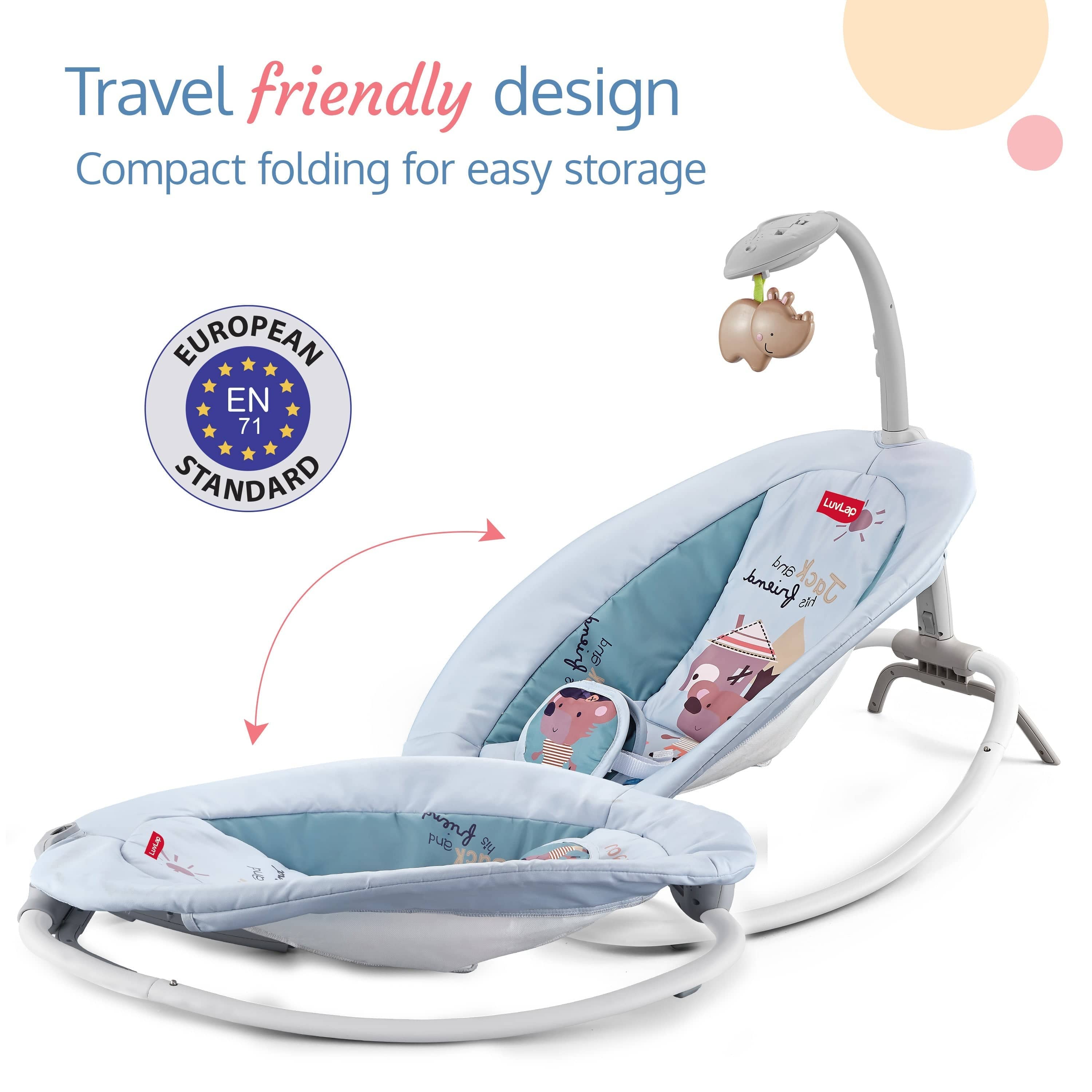 Joy-N-Giggles Baby Rocker, Grey - Image 4