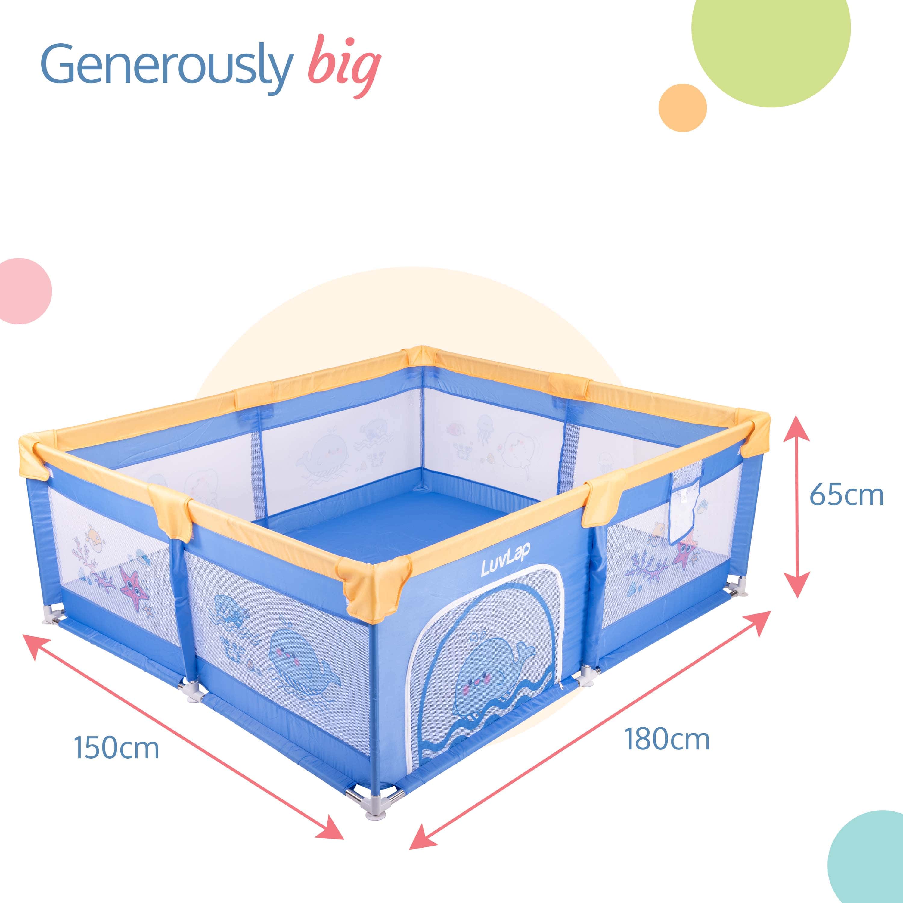 Large Baby Playpen, Baby Playard, Baby Play Yard, Play Pens for Babies and Toddlers, BPA - Free, Non - Toxic, Easy assembly, sturdy & stable, 180cm x 150cm (Blue & Yellow) - Image 5