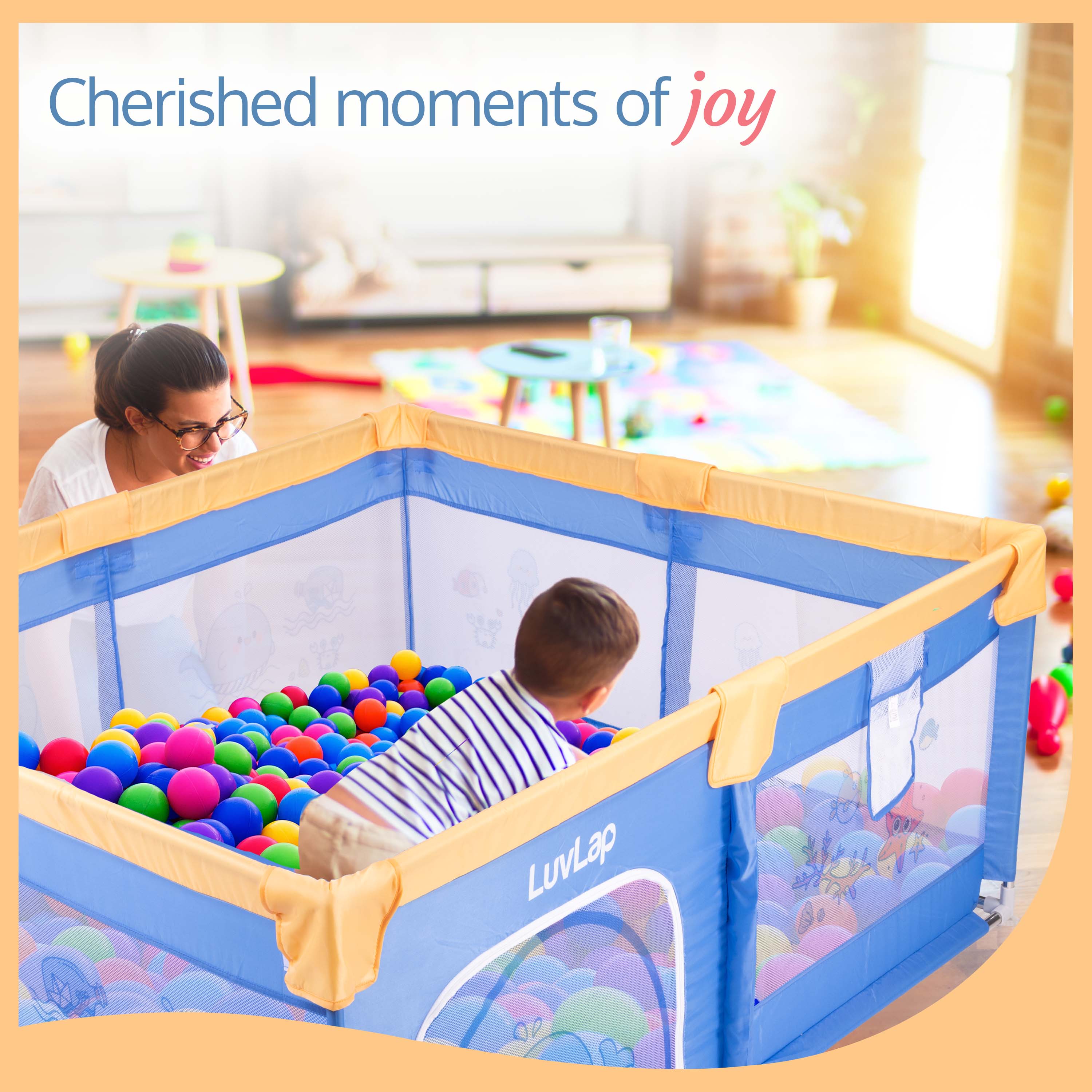 Large Baby Playpen, Baby Playard, Baby Play Yard, Play Pens for Babies and Toddlers, BPA - Free, Non - Toxic, Easy assembly, sturdy & stable, 180cm x 150cm (Blue & Yellow) - Image 6