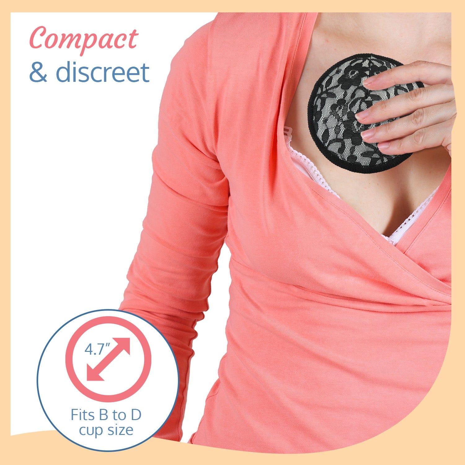 Natural Bamboo Washable Nursing Breast Pads with Lace, 6Pc - Image 5