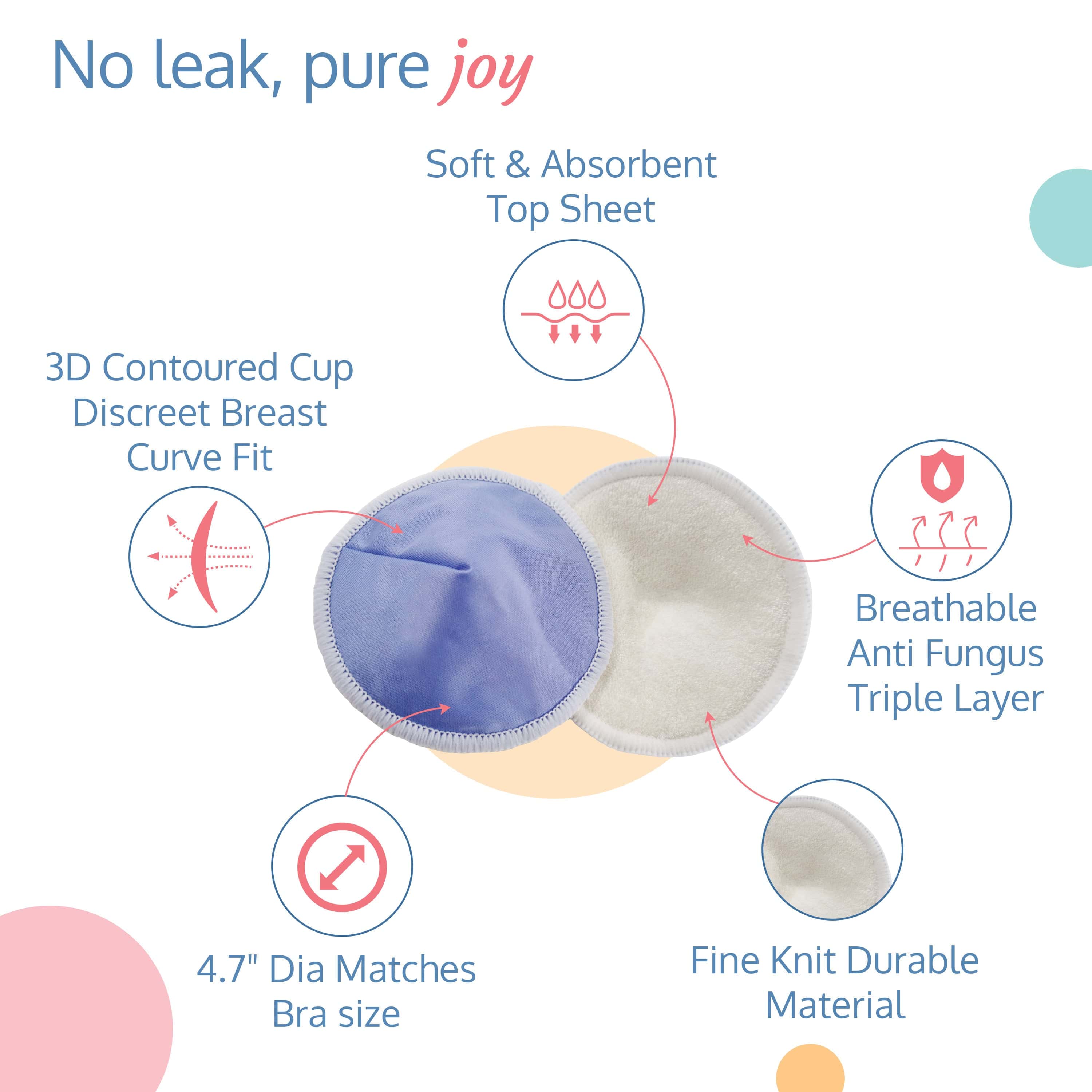 Natural Bamboo Washable Nursing Breast Pads,  8Pcs - Image 4