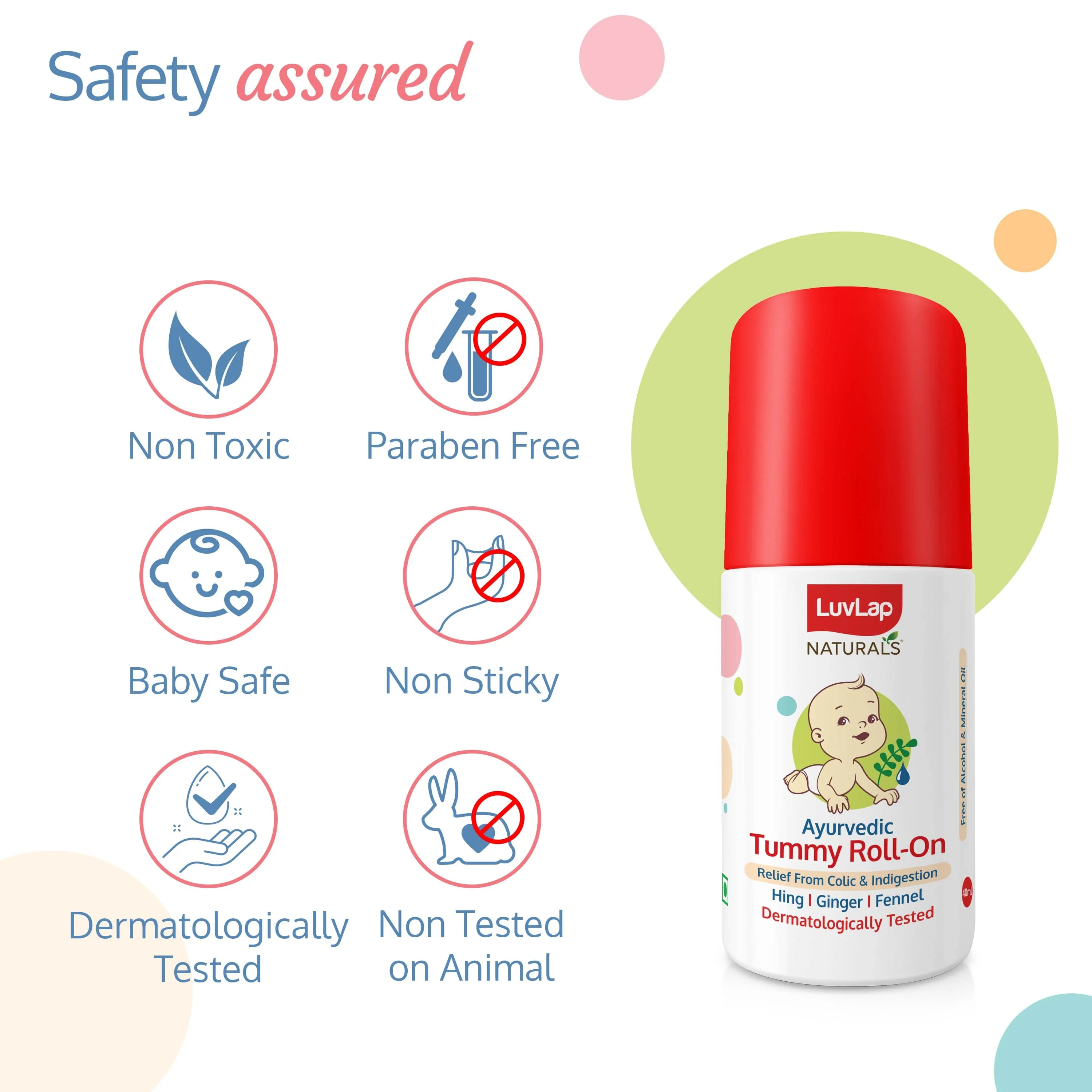 Naturals Baby Tummy Roll On Oil for Colic & Gas Relief, Relieves Constipation & Indigestion with Hing, Ginger & Fennel (Saunf), Alcohol free, Dermatologically tested Ayurvedic medicine, 40ml - Image 4