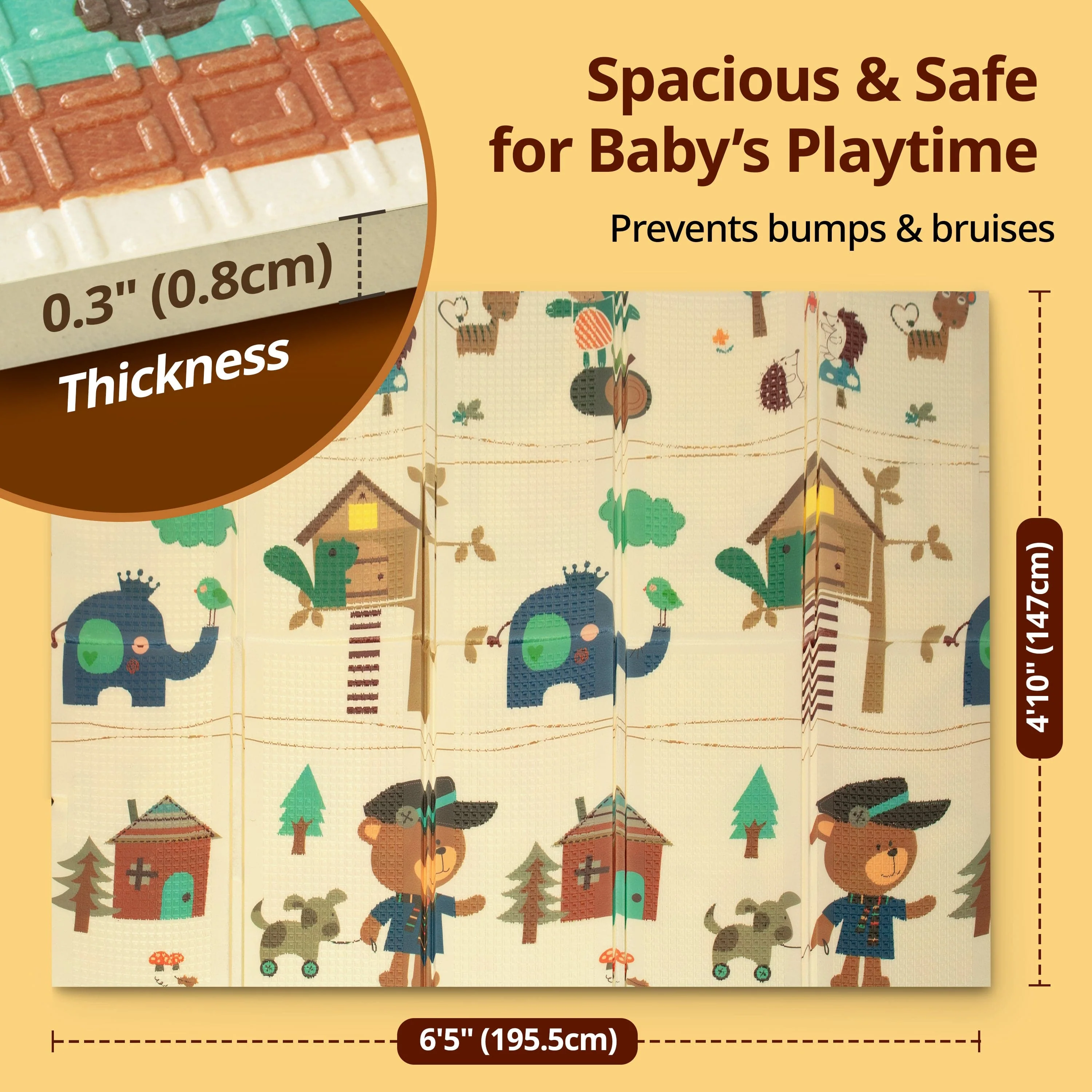 Number Zoo Double Sided Water Proof Baby Play Mat, Multicolor, Reversible Floor mats for Kids, Baby mats for Floor, Crawling Baby, Extra Large Size, 6'5" x 4'10" (195.5cmx147cm), 0.8cm Thick - Image 6