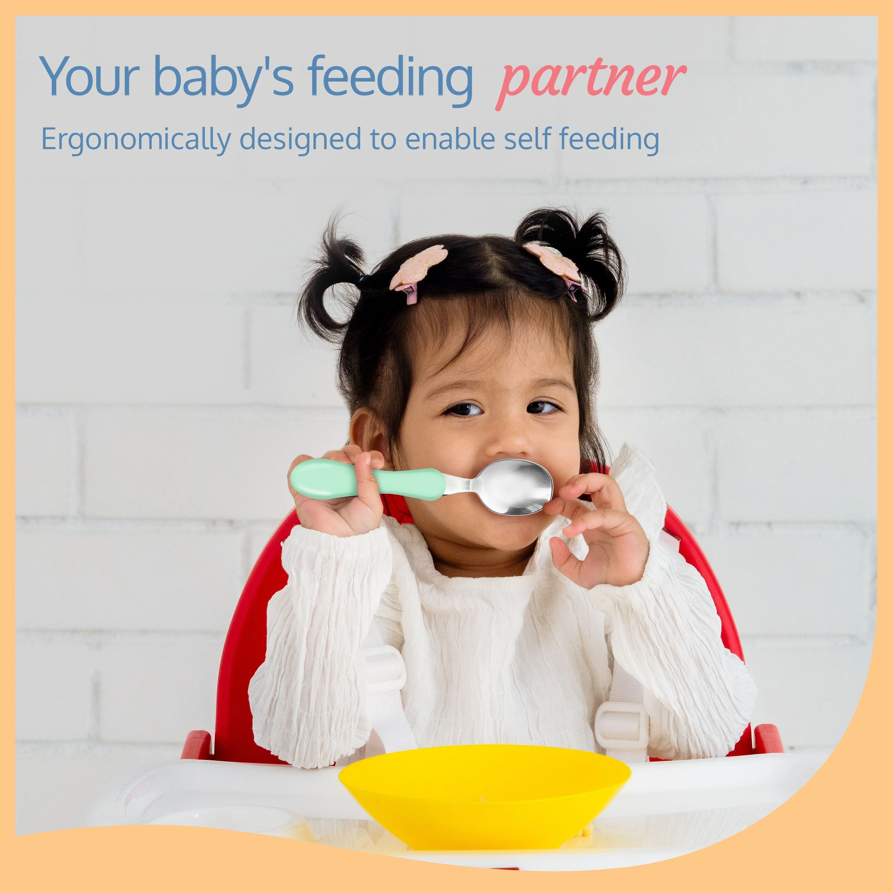 Premium Stainless Steel Baby Spoon & Fork Set for Baby Feeding, Stainless Steel Spoon and Fork Set, Food Grade PP Spoon, BPA Free Feeding Spoon for Kids of 12+ Months (Light Green) - Image 4