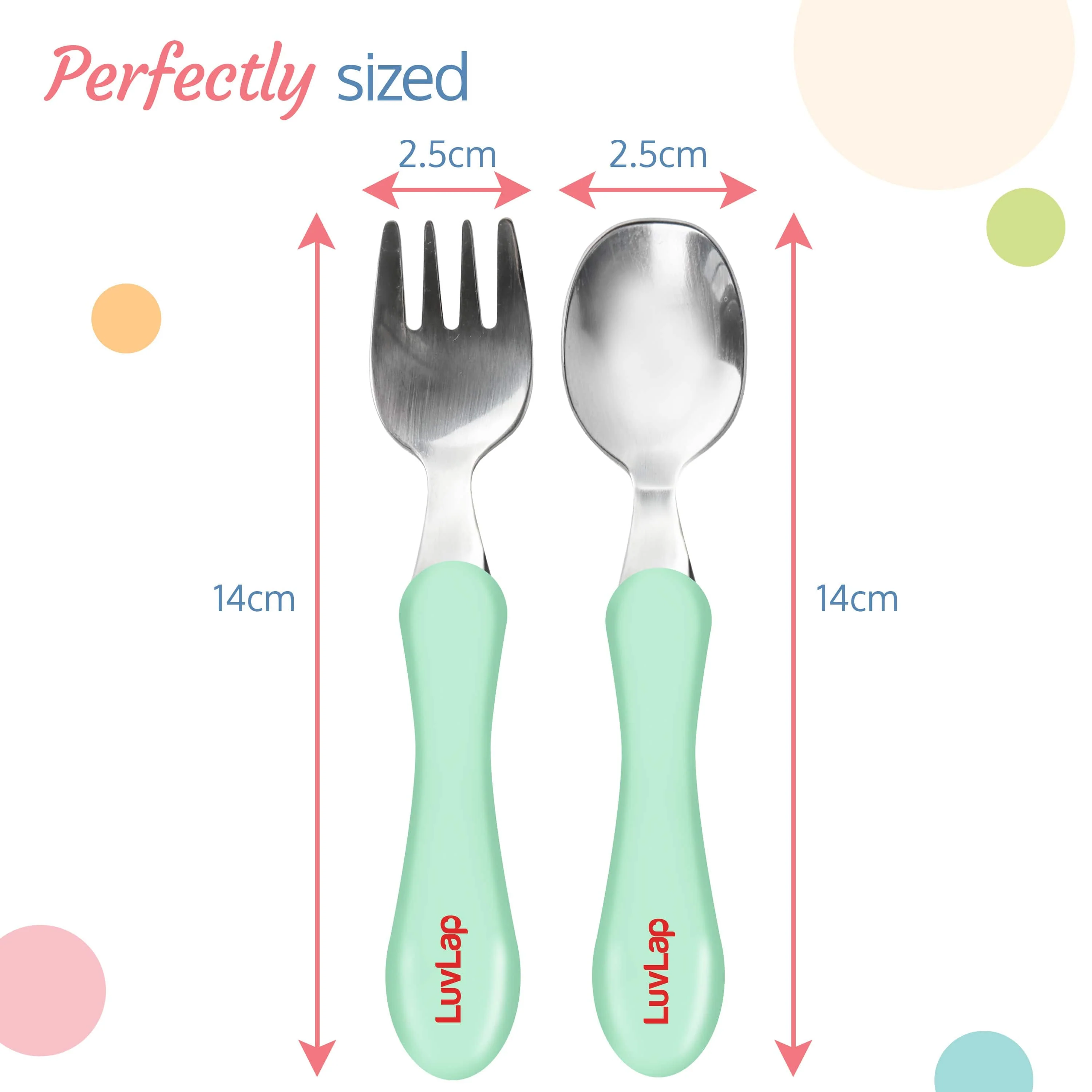 Premium Stainless Steel Baby Spoon & Fork Set for Baby Feeding, Stainless Steel Spoon and Fork Set, Food Grade PP Spoon, BPA Free Feeding Spoon for Kids of 12+ Months (Light Green) - Image 5
