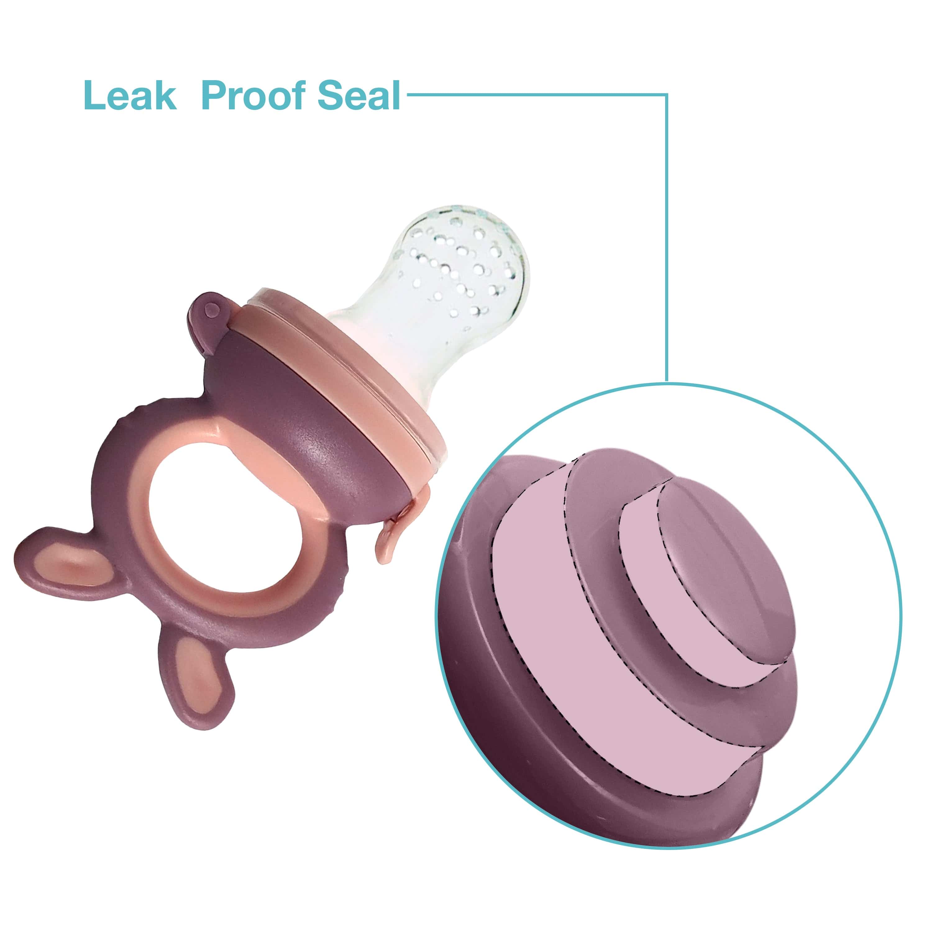 Silicone Food/Fruit Nibbler/Teether, Violet & Pink - Image 5