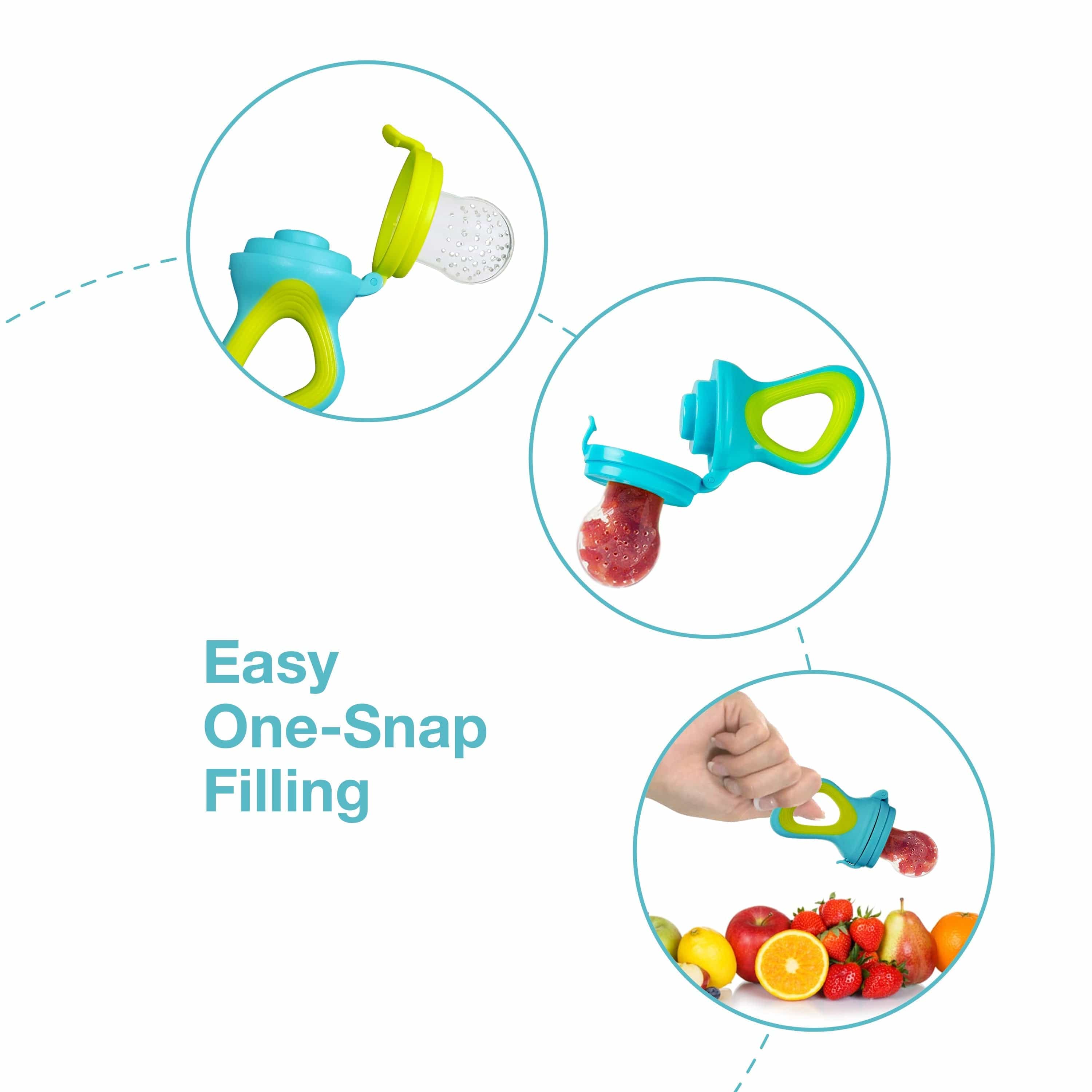 Silicone Food/Fruit Nibbler with Extra Mesh, Elegant Blue, BPA Free - Image 4