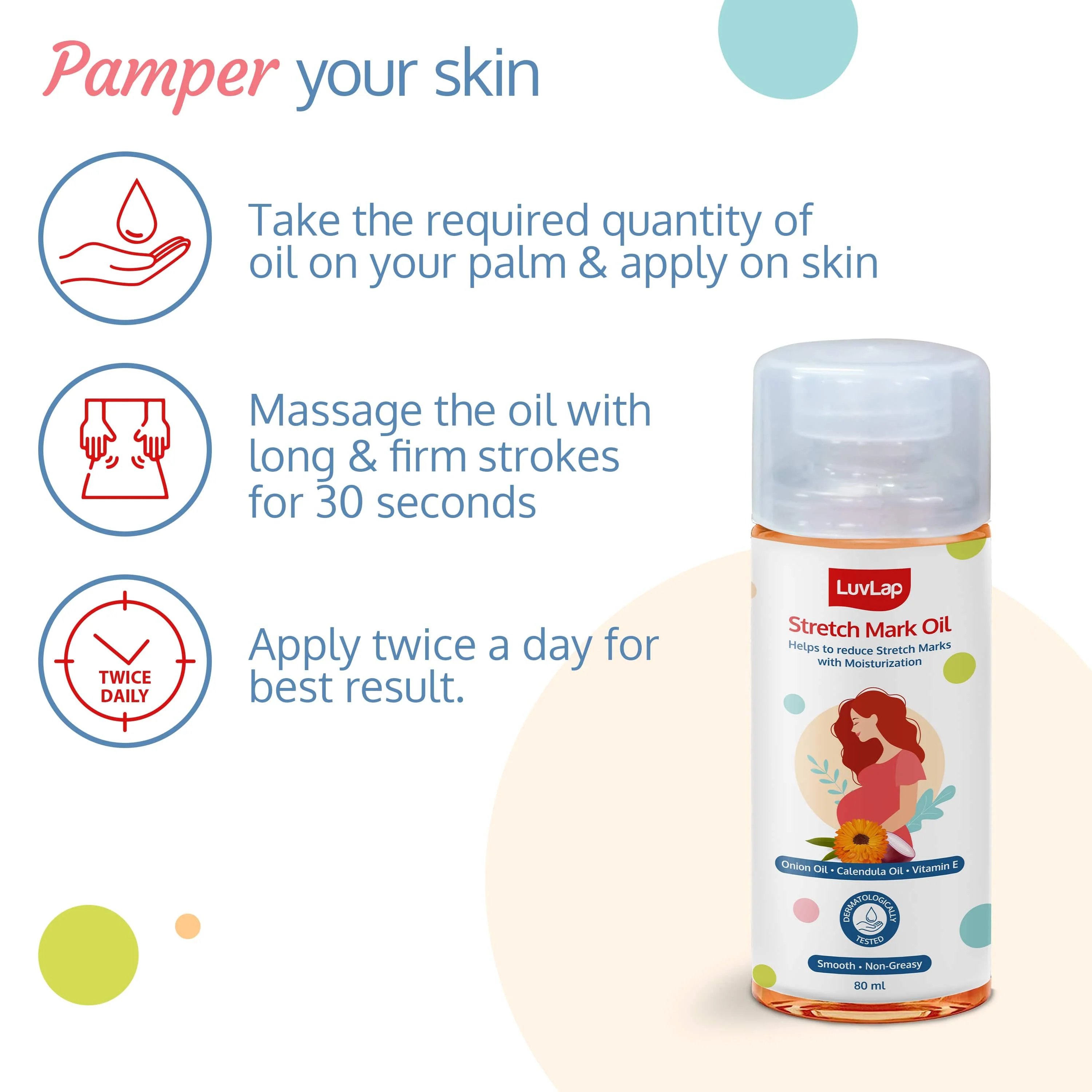 Stretch Mark Oil for pregnant ladies, 80ml - Image 5