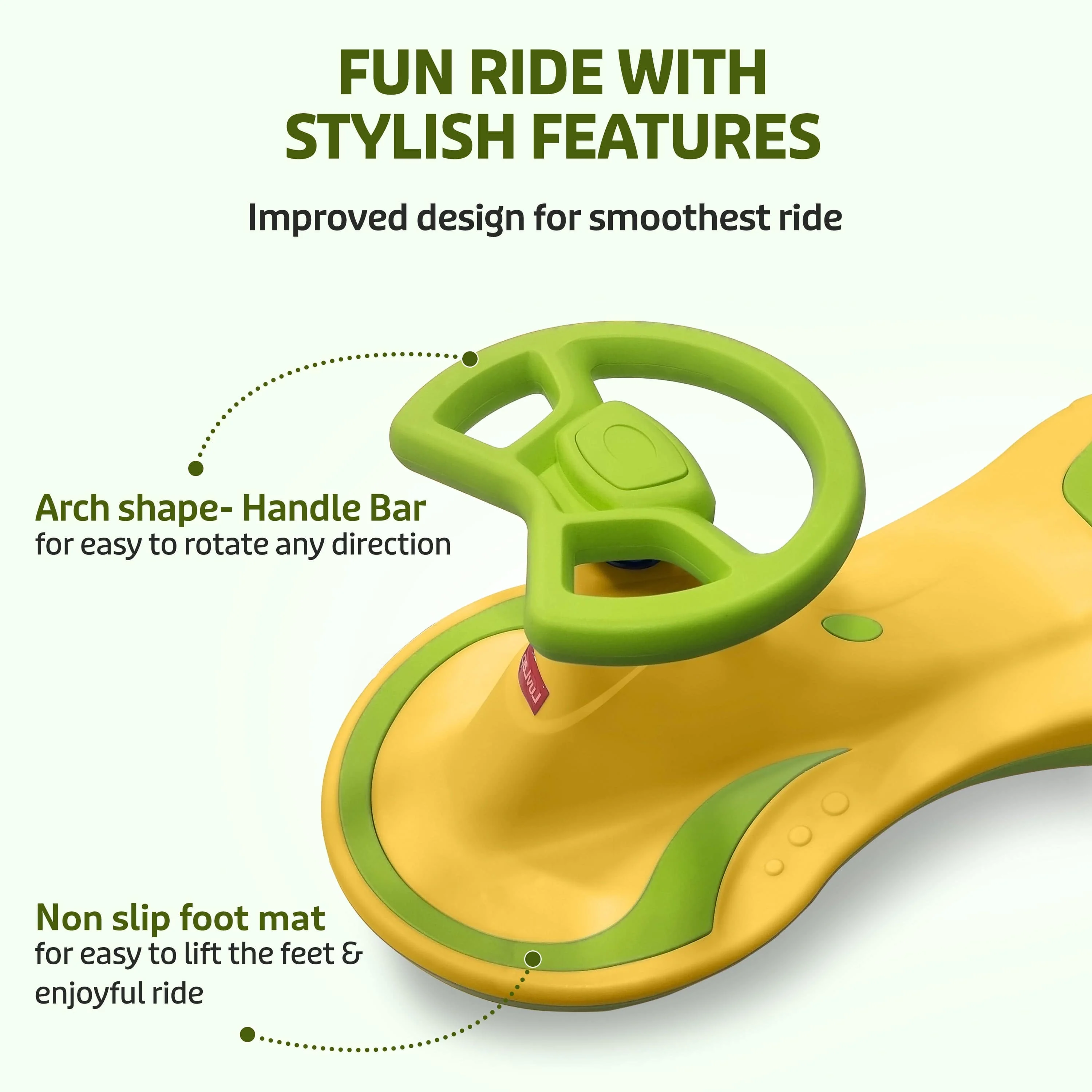 Sunny Swing Car, Kids Push Car, Magic Car for Kids, Comfortable Seats & Durable, Ride On Magic Car for 3+ Years Baby Boy & Girl, Yellow - Image 3