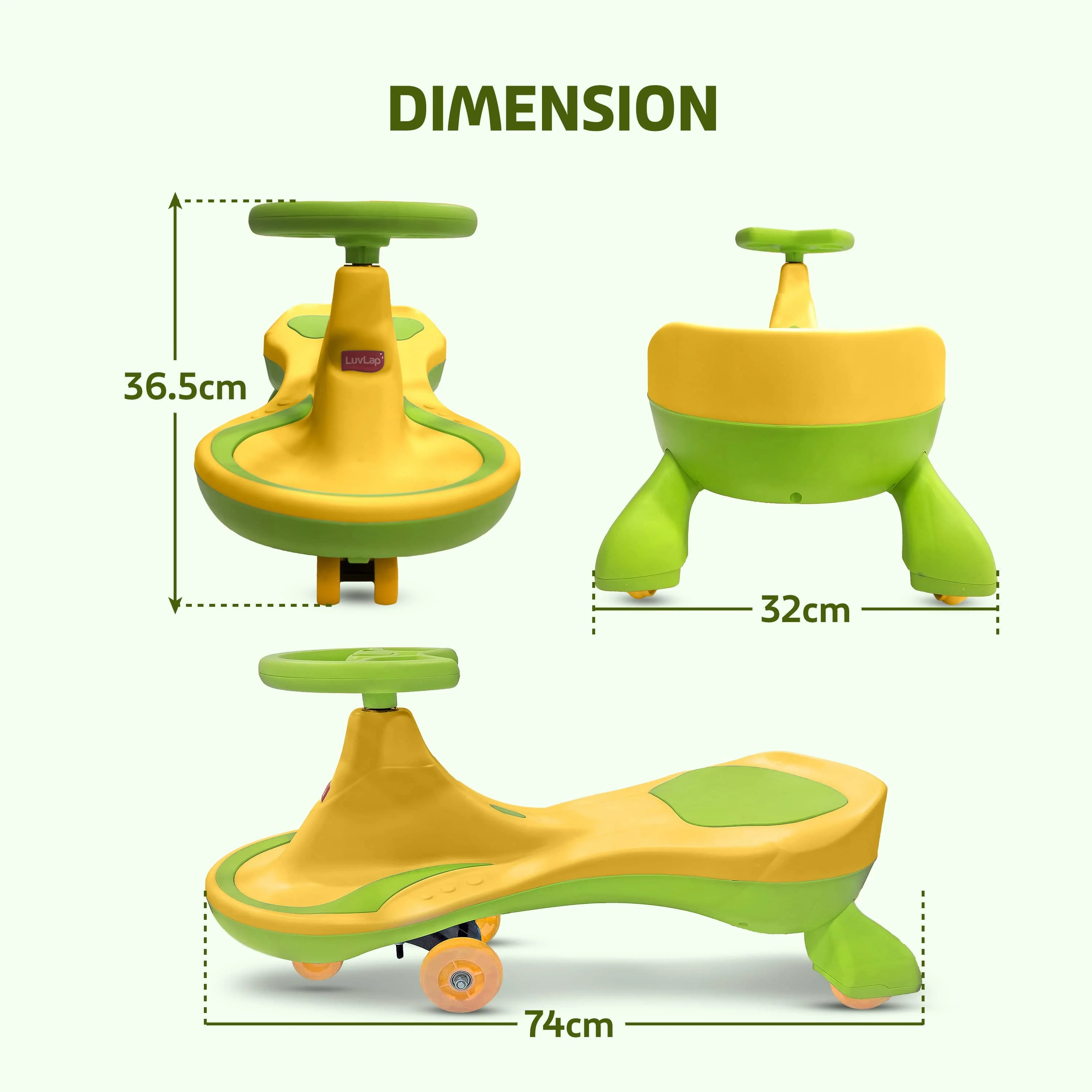 Sunny Swing Car, Kids Push Car, Magic Car for Kids, Comfortable Seats & Durable, Ride On Magic Car for 3+ Years Baby Boy & Girl, Yellow - Image 6