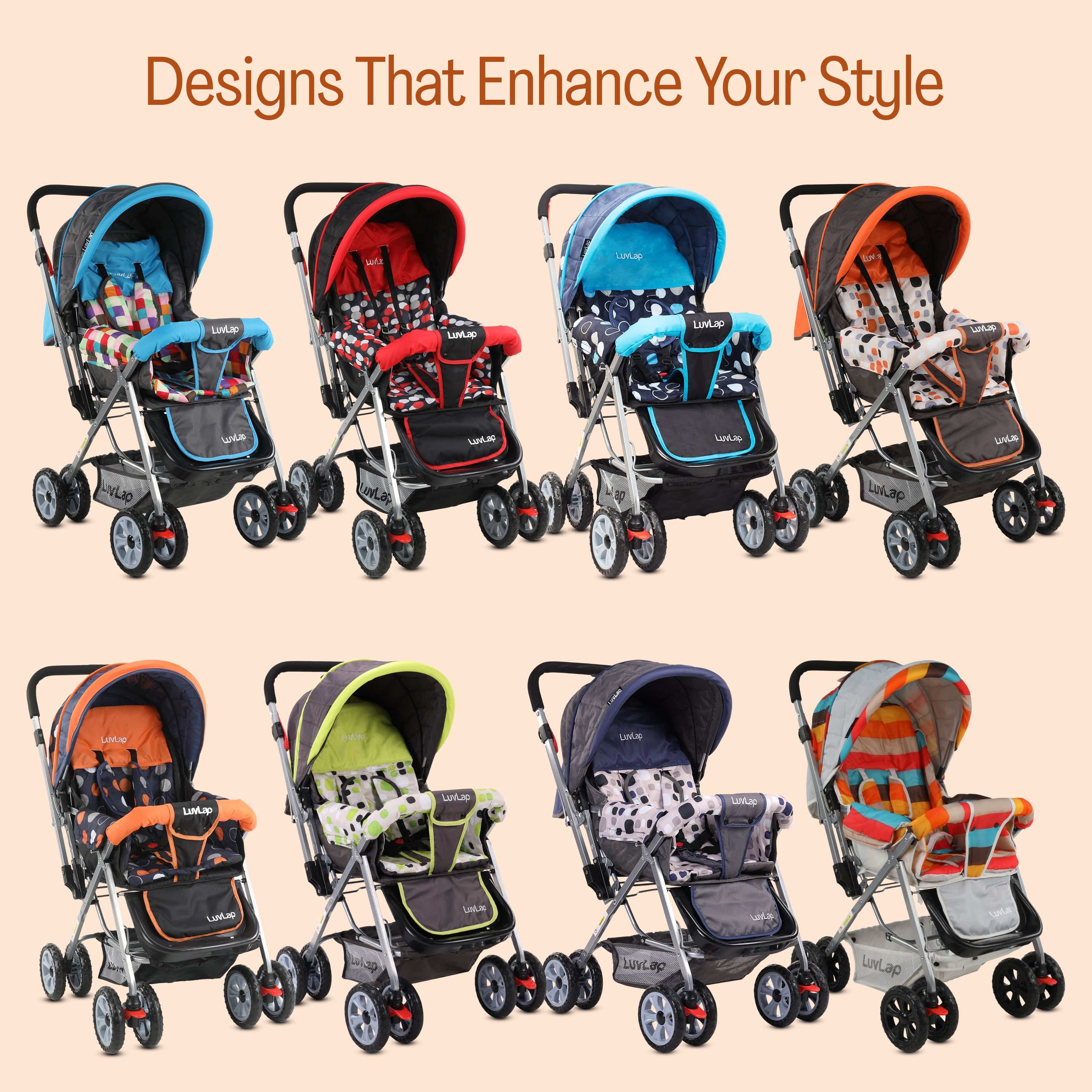 Sunshine Baby Stroller/Pram for 0 to 3 Years, New Born/Toddler/Kid, 5 Point Safety Harness, Adjustable backrest, 360° Swivel Wheel, Large Storage Basket, Reversible Handlebar (Orange) - Image 10