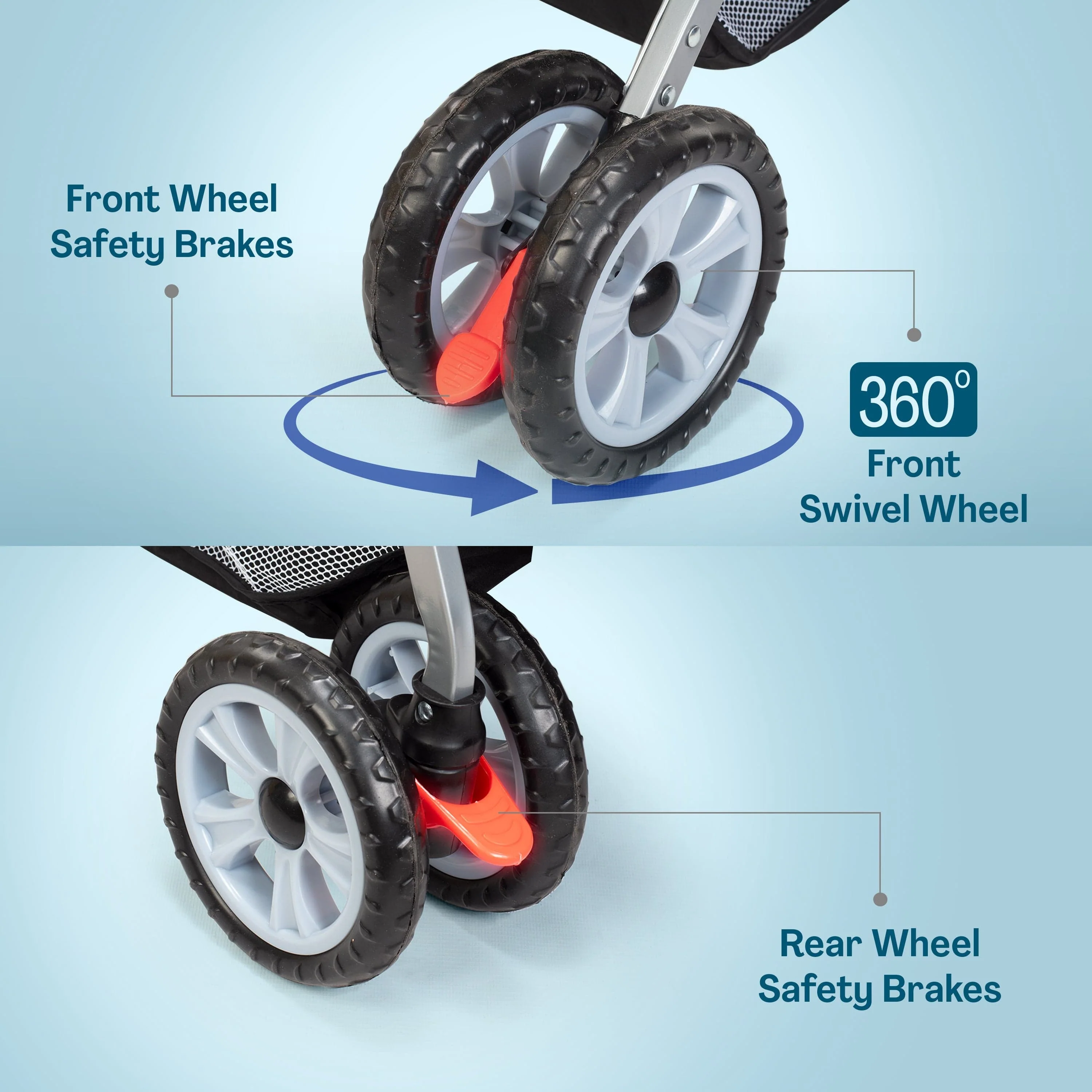 Sunshine Stroller/Pram, Easy Fold, for Newborn Baby/Kids, 0-3 Years (Teal) - Image 15