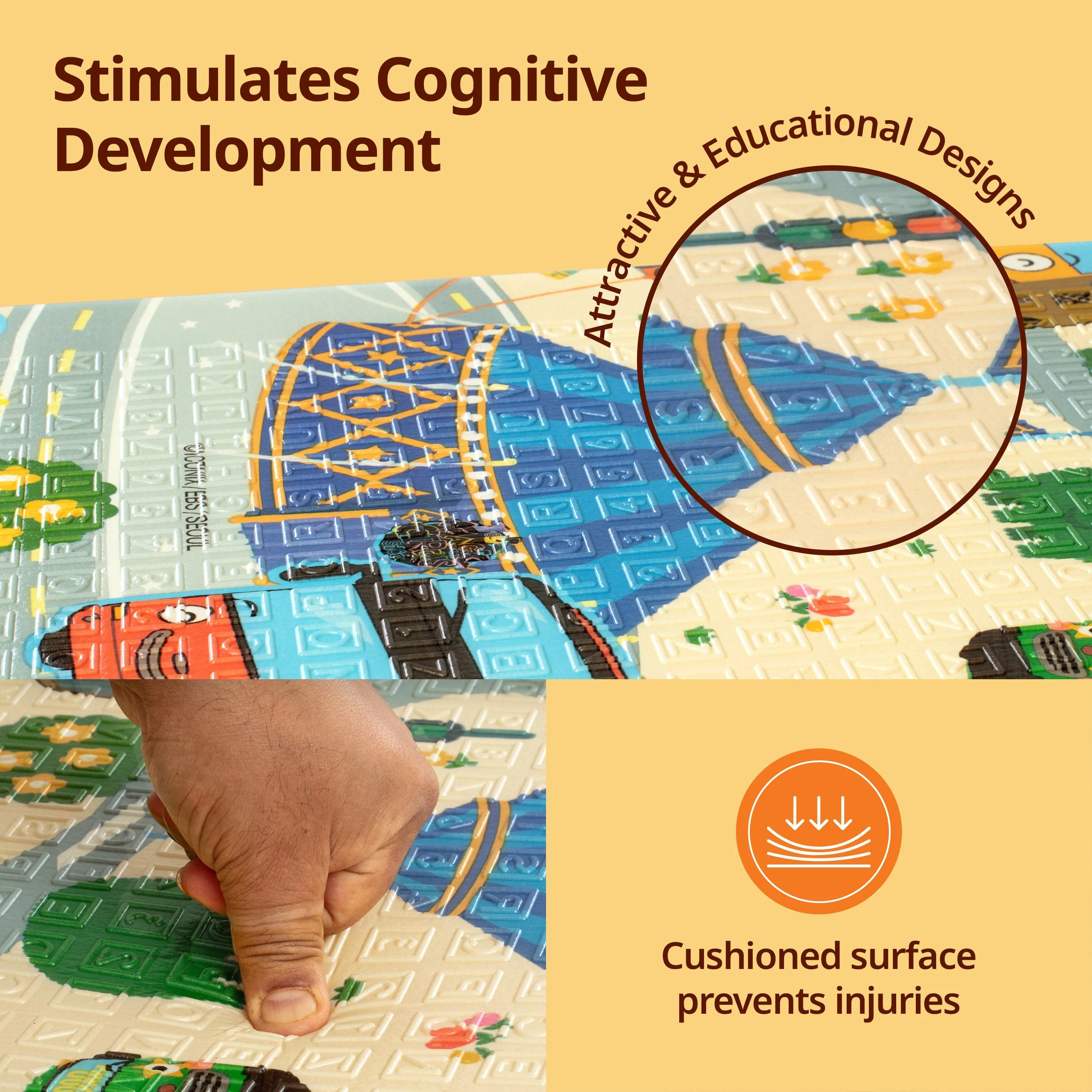 Wild Woods Double Sided Water Proof Baby Floor Mat, Multicolor, Reversible Floor mats for Kids, Baby mats for Floor, Crawling Baby, Extra Large Size, 6'5" x 4'10" (195.5cmx147cm), 0.8cm Thick - Image 3