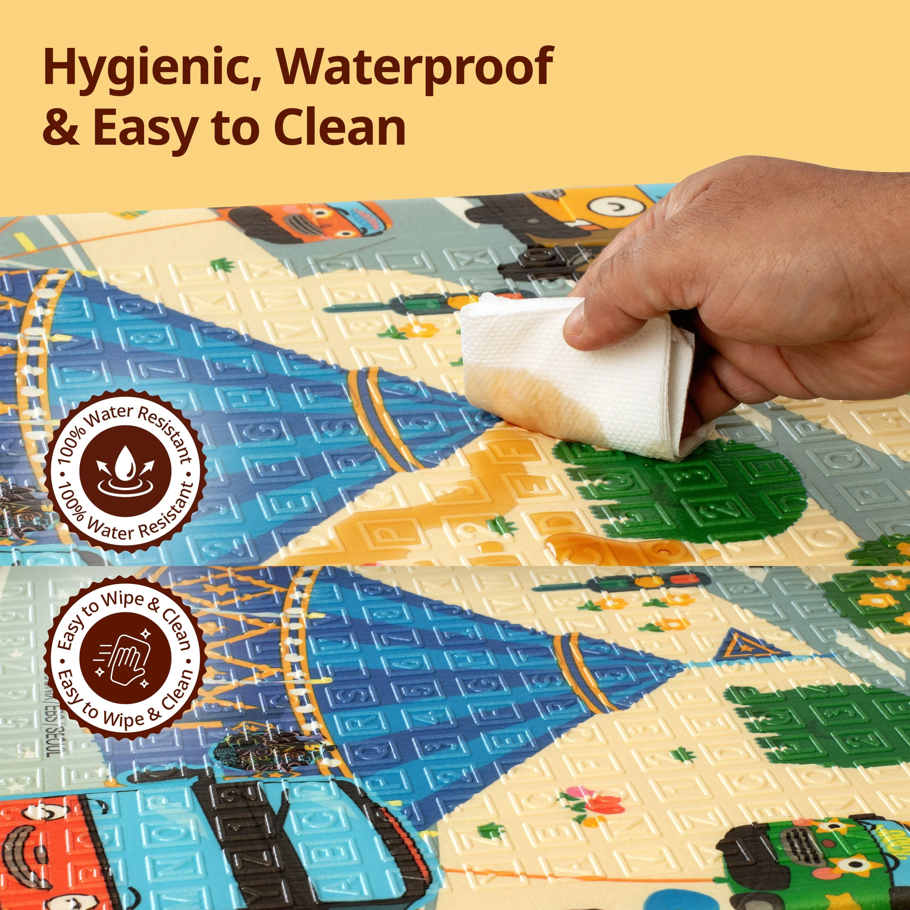 Wild Woods Double Sided Water Proof Baby Floor Mat, Multicolor, Reversible Floor mats for Kids, Baby mats for Floor, Crawling Baby, Extra Large Size, 6'5" x 4'10" (195.5cmx147cm), 0.8cm Thick - Image 4