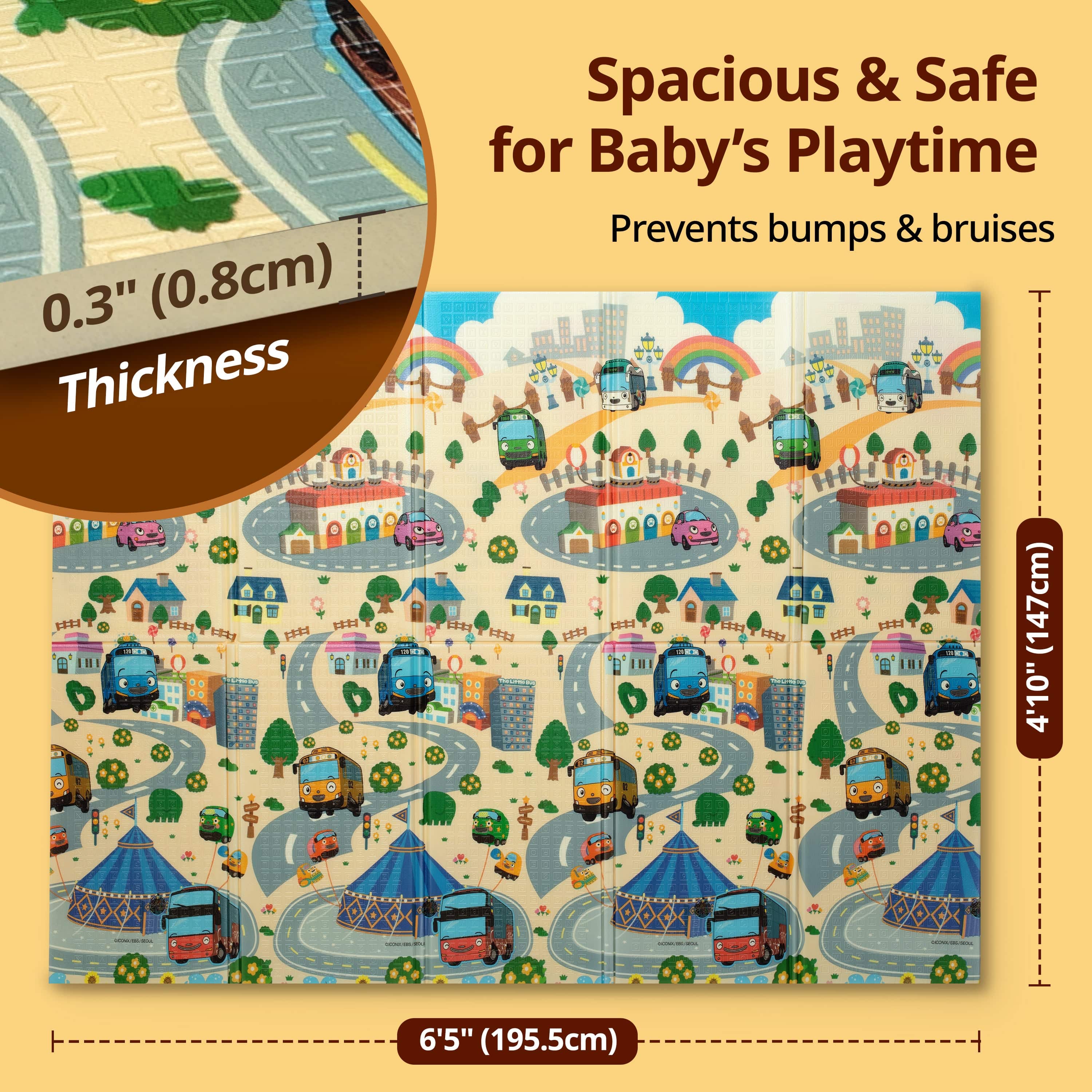 Wild Woods Double Sided Water Proof Baby Floor Mat, Multicolor, Reversible Floor mats for Kids, Baby mats for Floor, Crawling Baby, Extra Large Size, 6'5" x 4'10" (195.5cmx147cm), 0.8cm Thick - Image 5