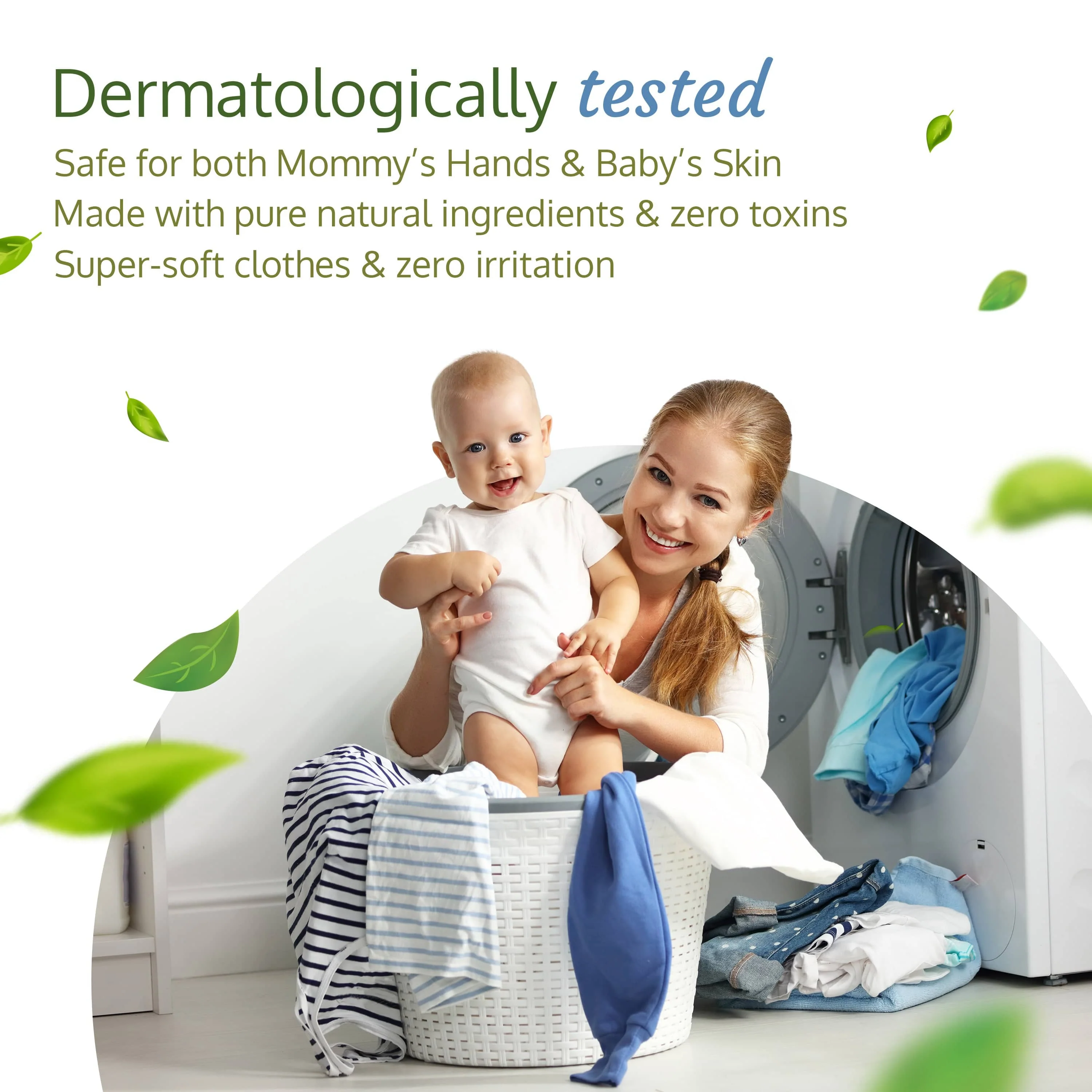 Plant Based Baby Laundry Detergent, Refill pack- 1000ml, With Bio-Enzymes, Aloe Vera & Neem, Dermatologically Tested, Free From SLS/SLES, Phosphate & Bleach - Image 3