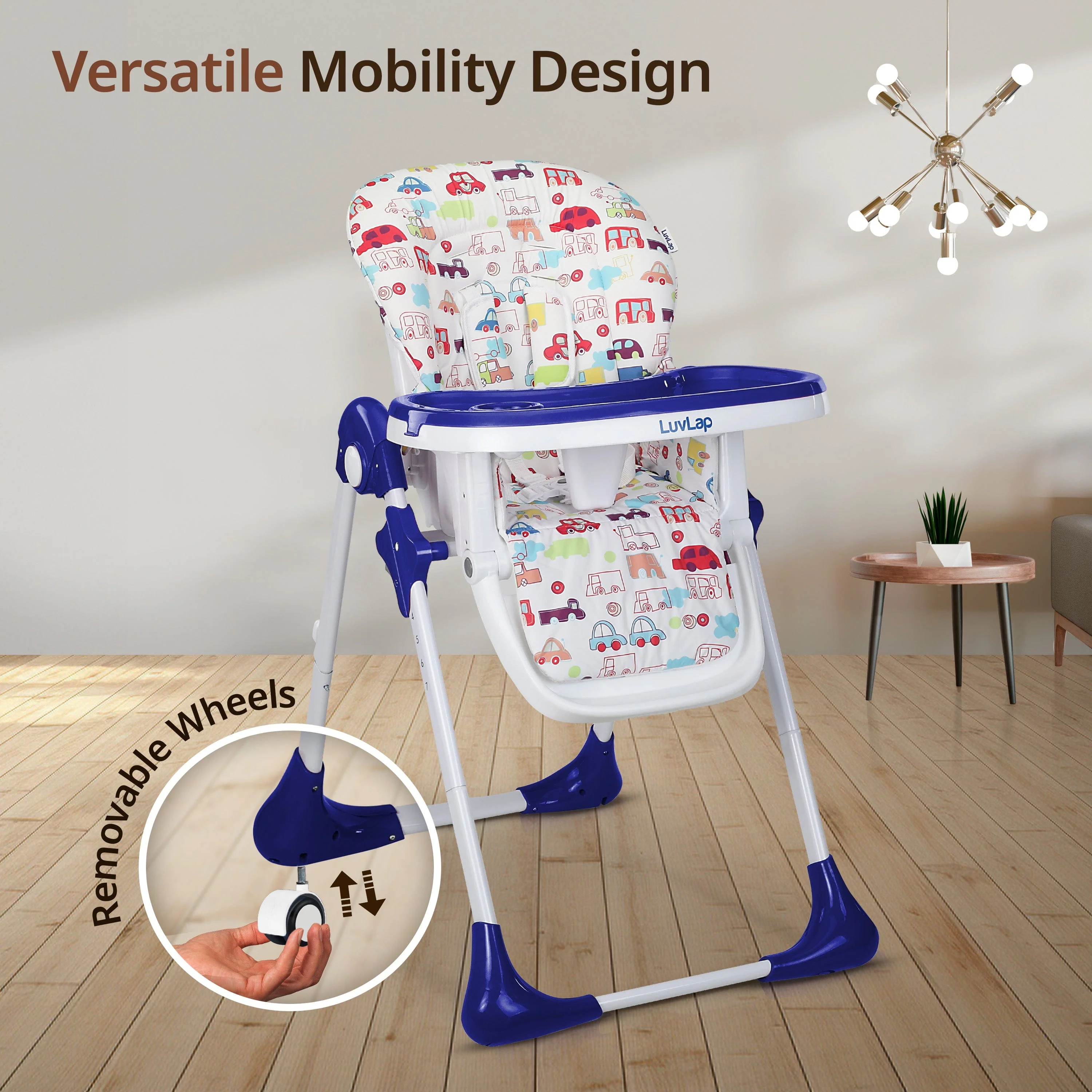 Royal High Chair for Baby, EN 71 Certified, 3 Position Recline, Baby Feeding Chair with 7 Level Height Adjustment, Adjustable Footrest, 6 Months+ (Blue) - Image 7