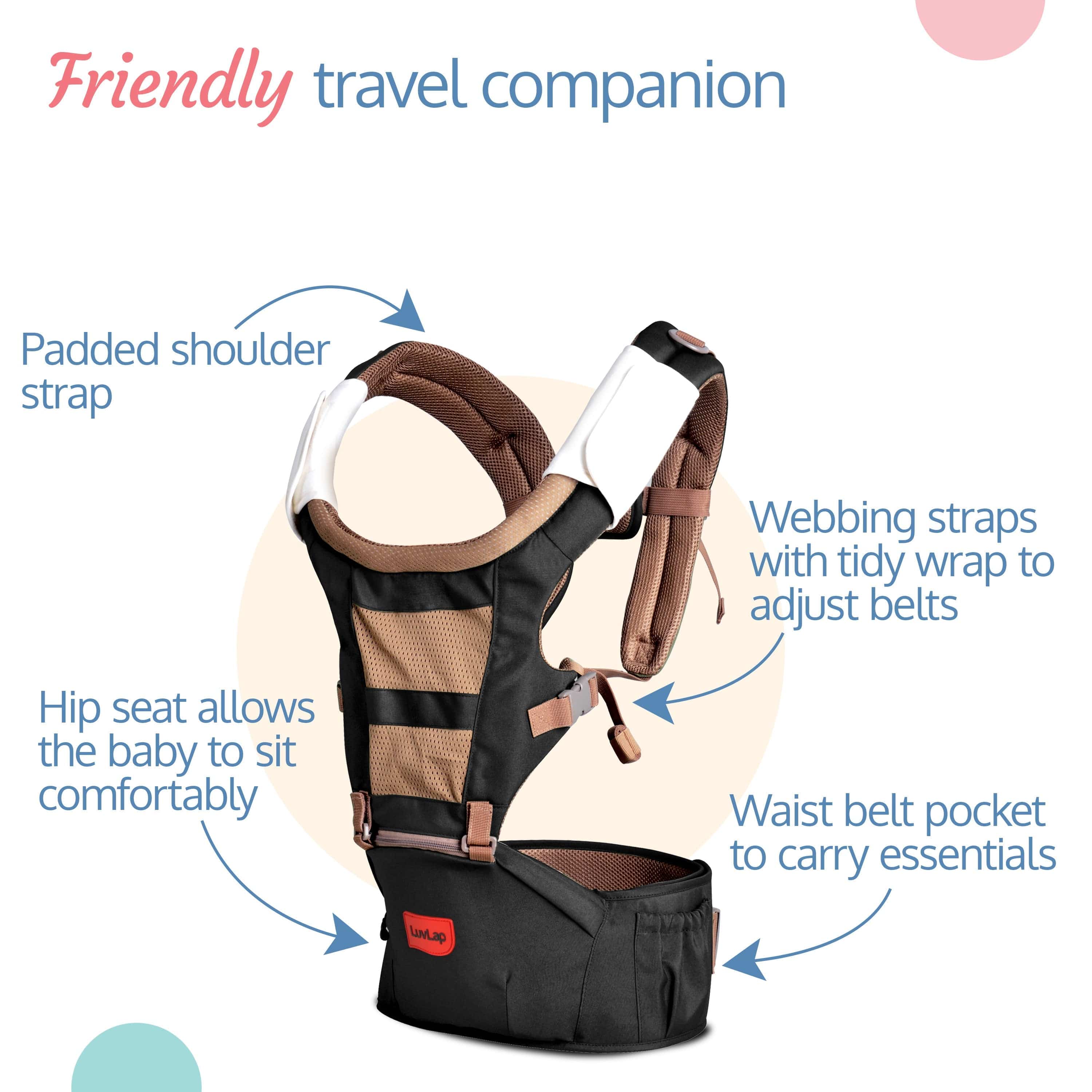 Royal Hip Seat Baby Carrier, Black - Image 4