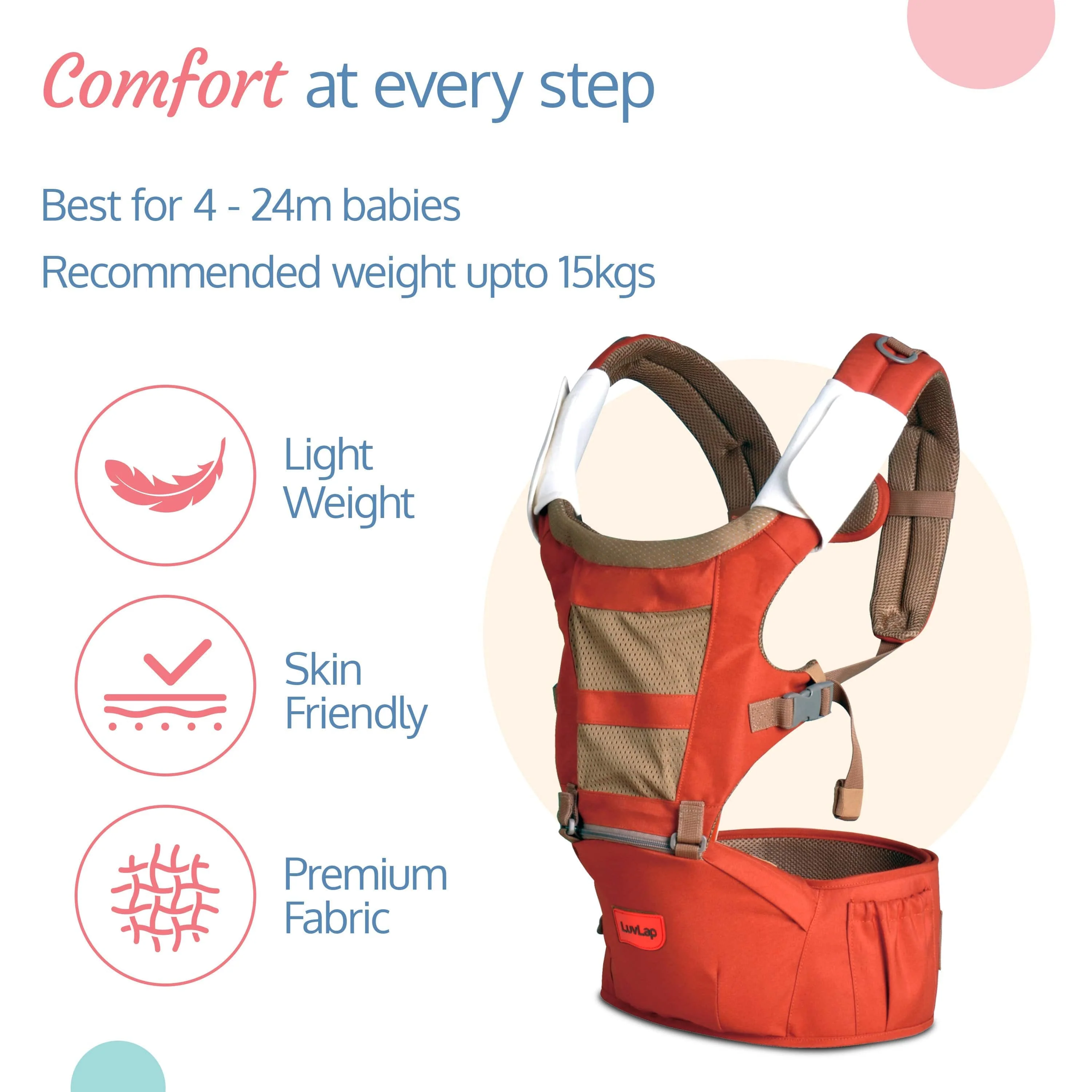 Royal Hip Seat Baby Carrier, Orange - Image 3