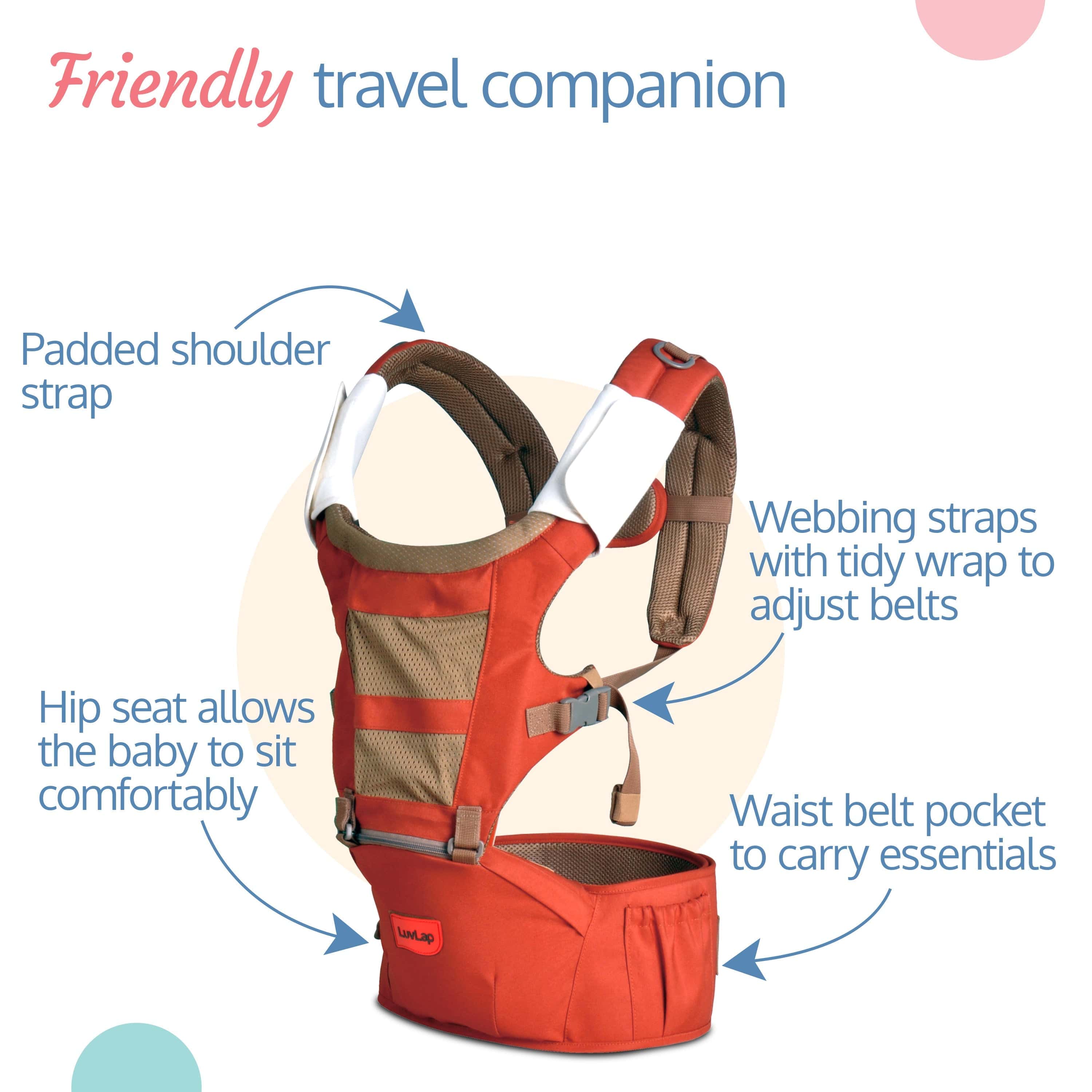 Royal Hip Seat Baby Carrier, Orange - Image 4
