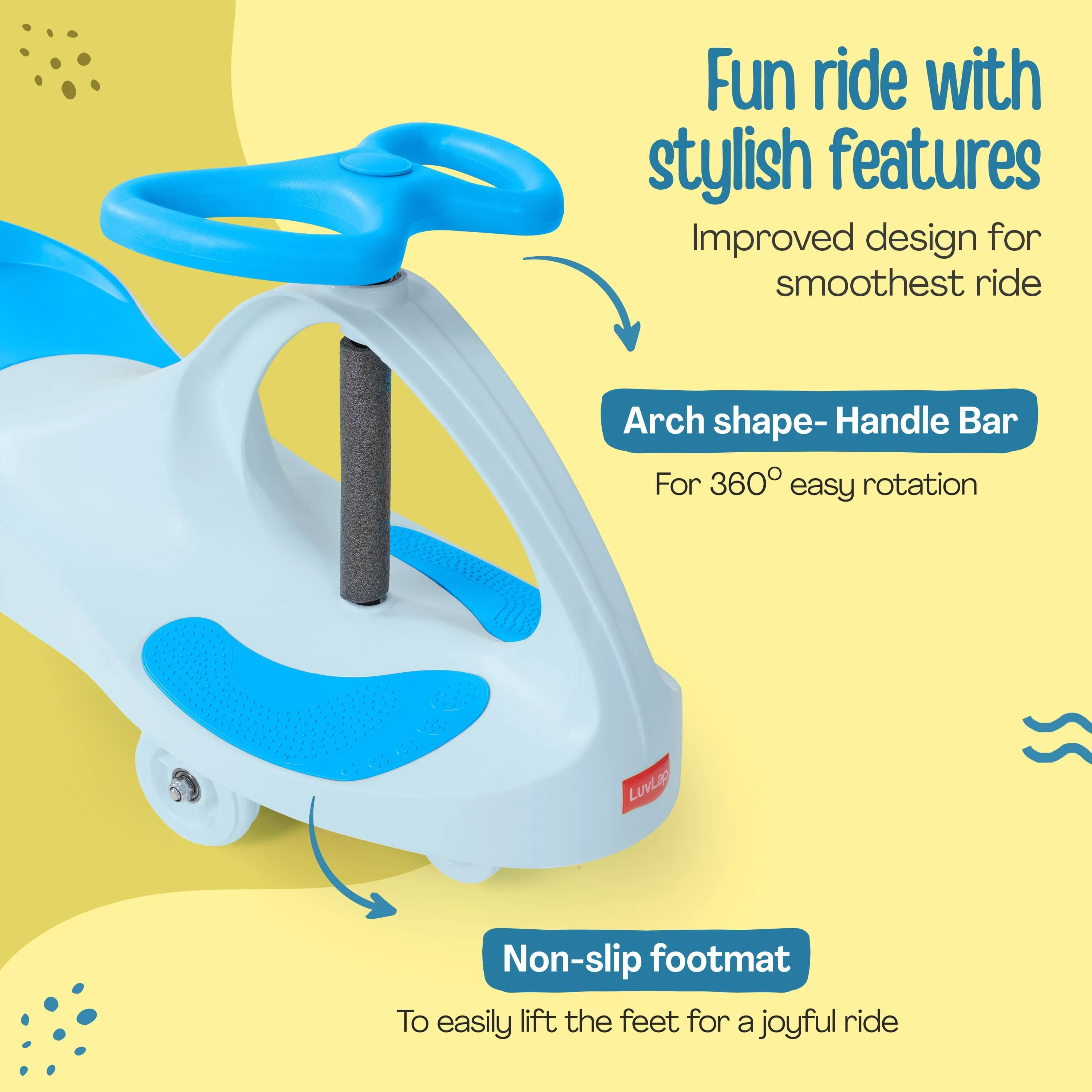 Sunshine Swing Car, Magic Car, Kids Push Car, Swing Car for Kids, Comfortable Seats & Durable, Baby Car, Magic Toy Car, Kids Swing Car, Ride On Car, Kids Car, 3+ Years, Blue - Image 3