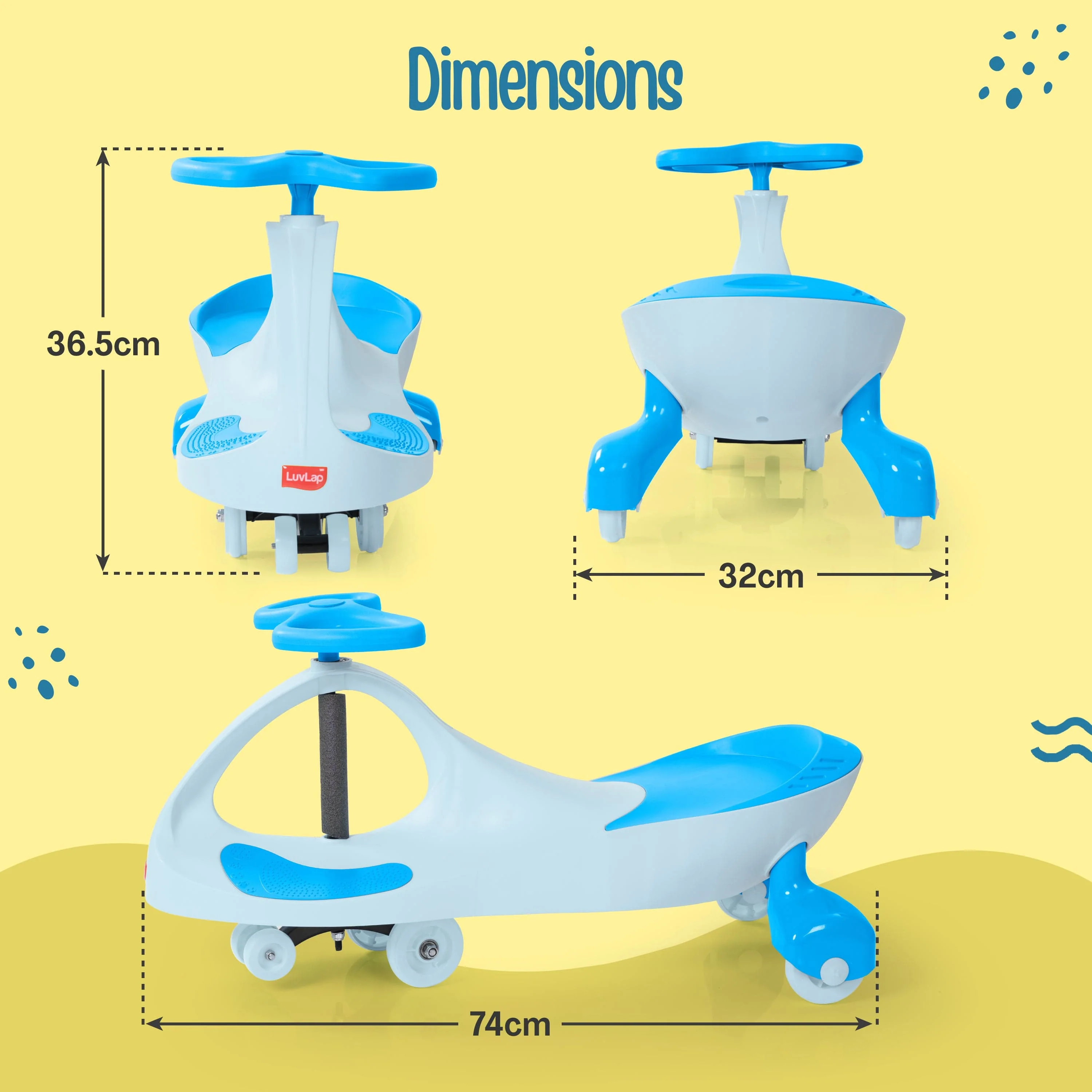 Sunshine Swing Car, Magic Car, Kids Push Car, Swing Car for Kids, Comfortable Seats & Durable, Baby Car, Magic Toy Car, Kids Swing Car, Ride On Car, Kids Car, 3+ Years, Blue - Image 7